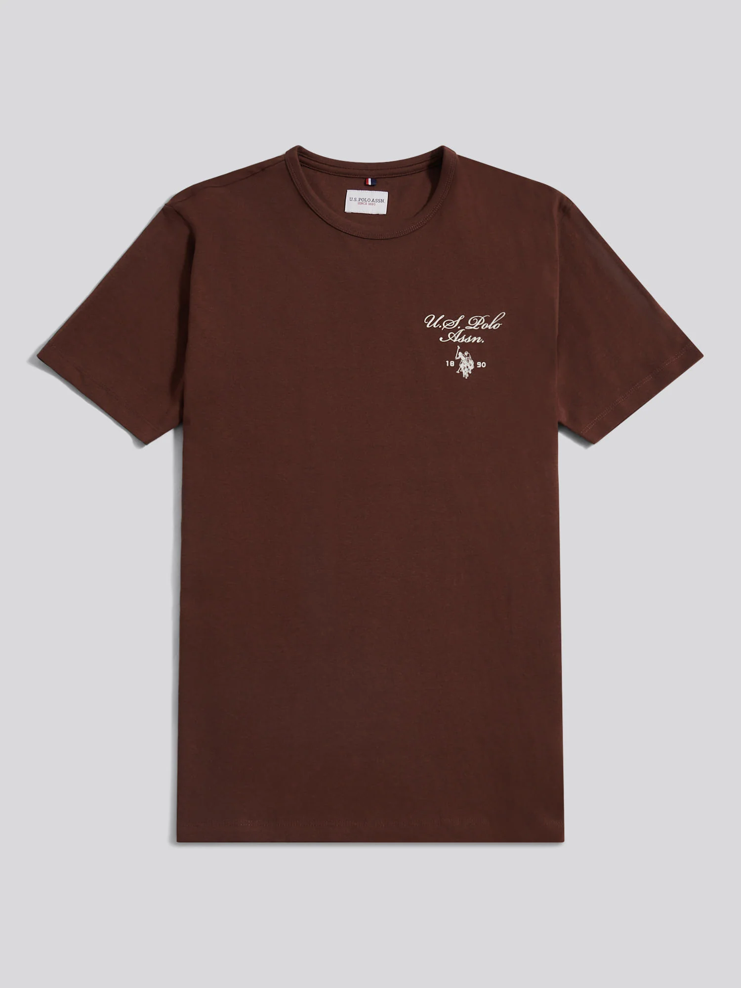 Mens Script Print Back Graphic T-Shirt in Chocolate Martini - Image 6