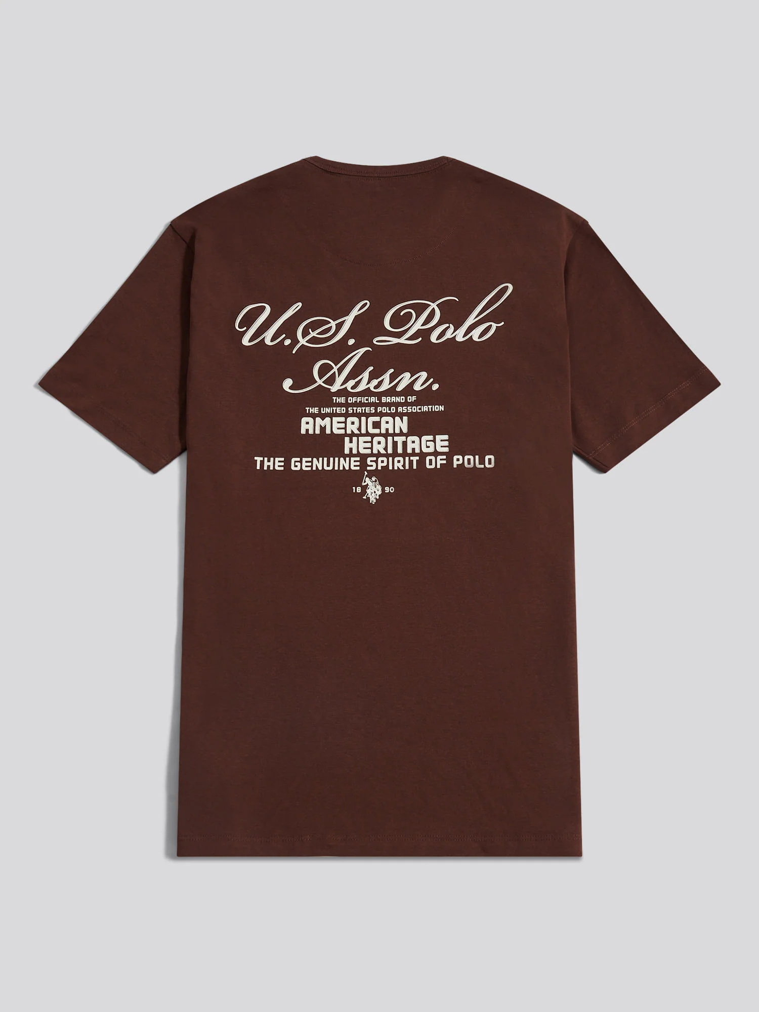 Mens Script Print Back Graphic T-Shirt in Chocolate Martini - Image 7
