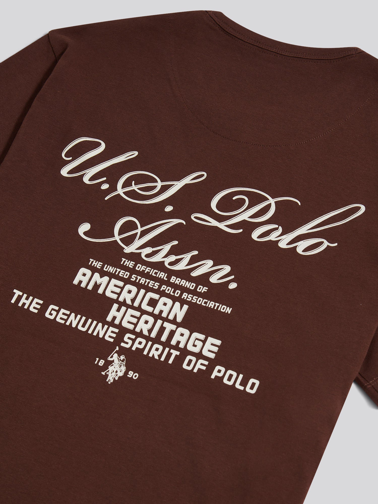 Mens Script Print Back Graphic T-Shirt in Chocolate Martini - Image 9