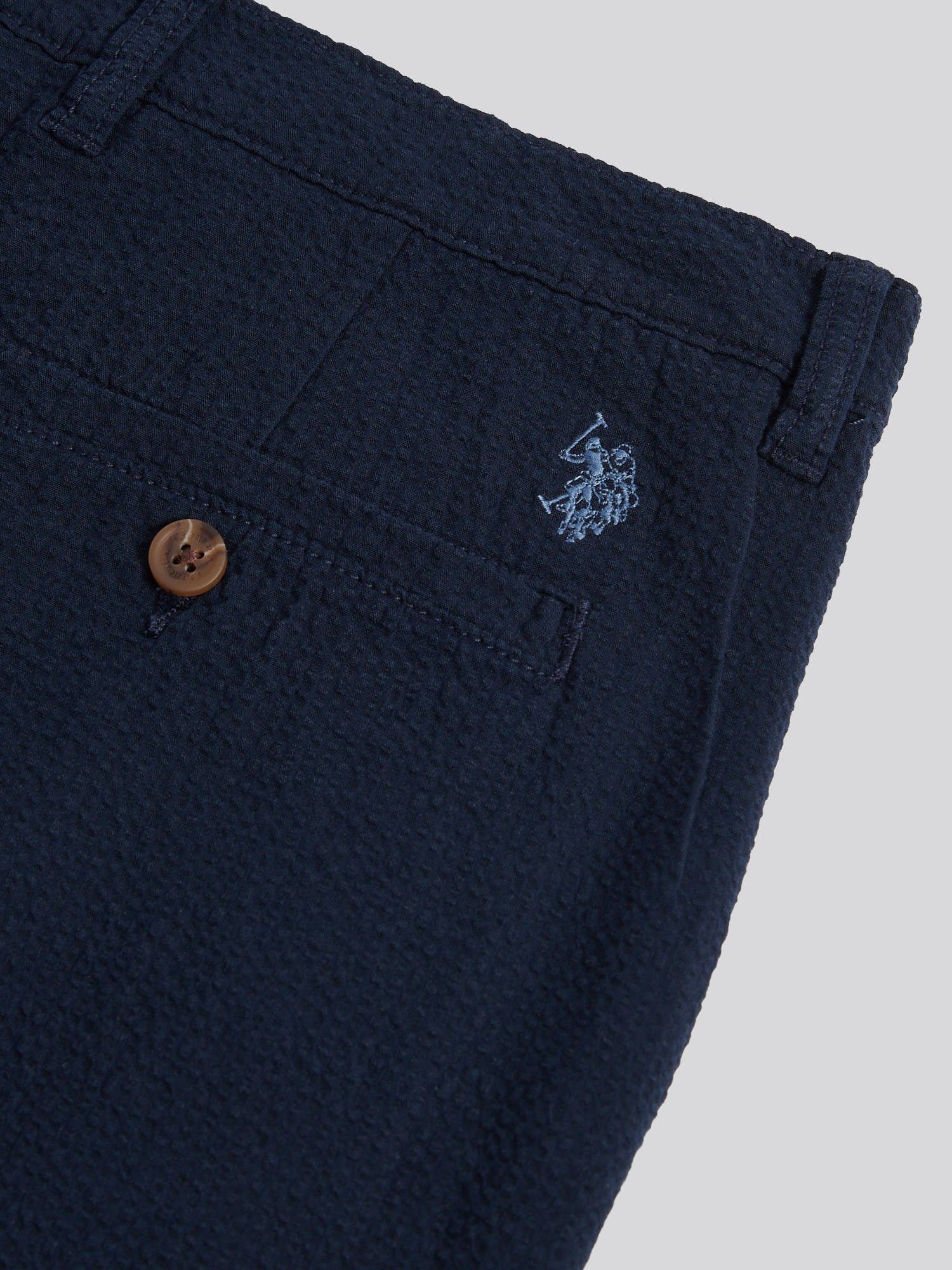 Mens Seersucker Chino Short Dark Sapphire Navy - Image 7