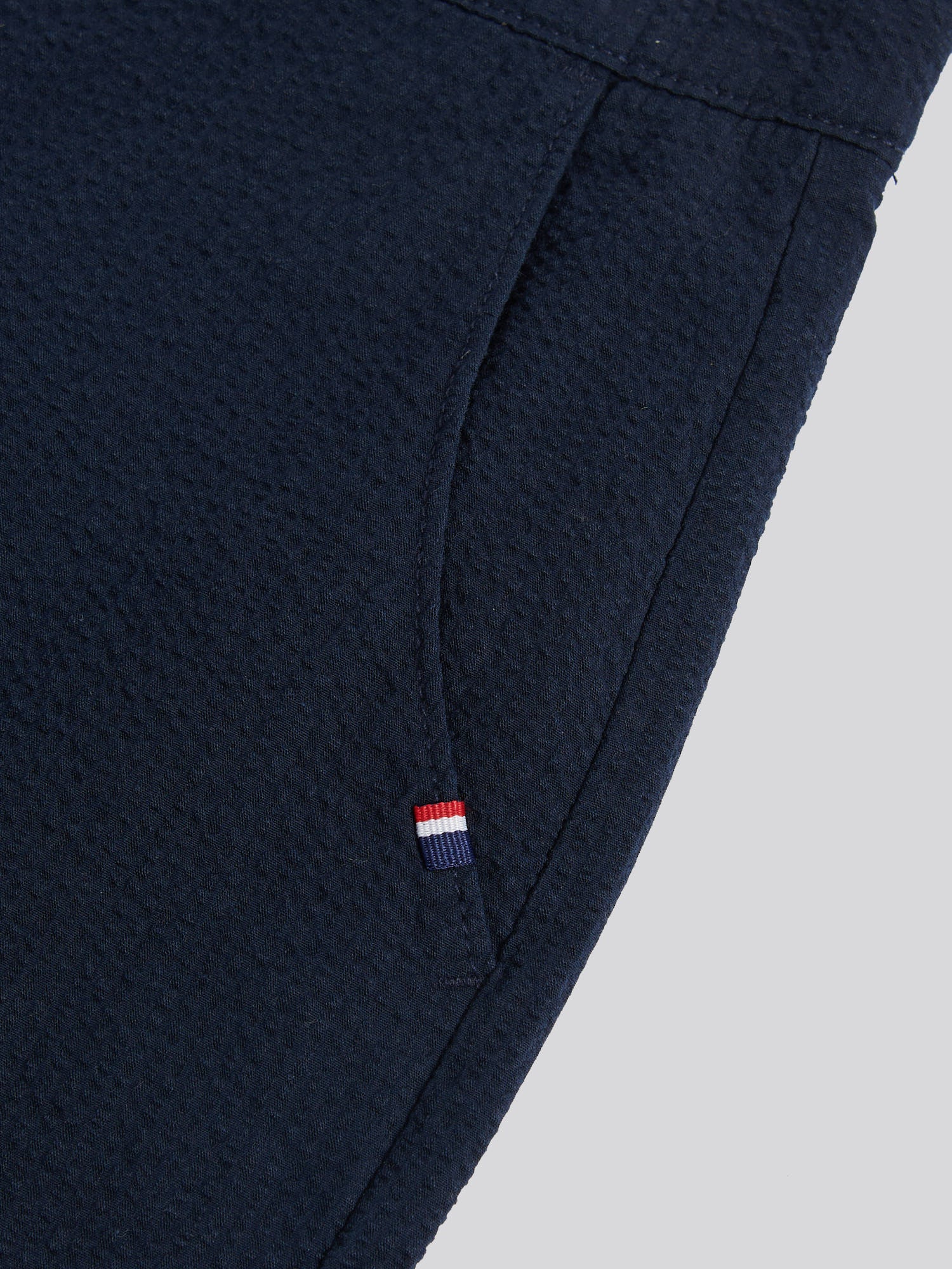 Mens Seersucker Chino Short Dark Sapphire Navy - Image 8