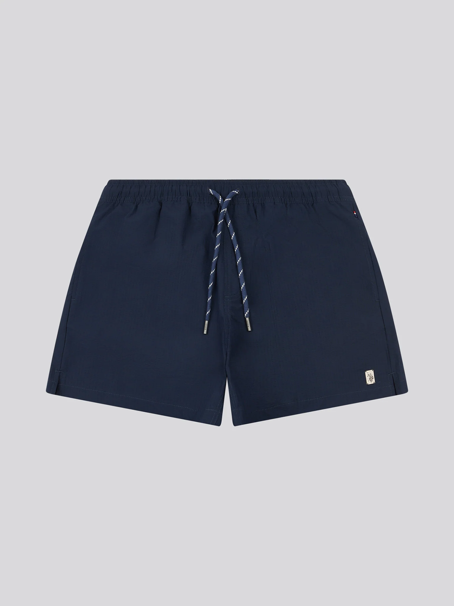 Mens Seersucker Swim Short in Dark Sapphire Navy - Image 6