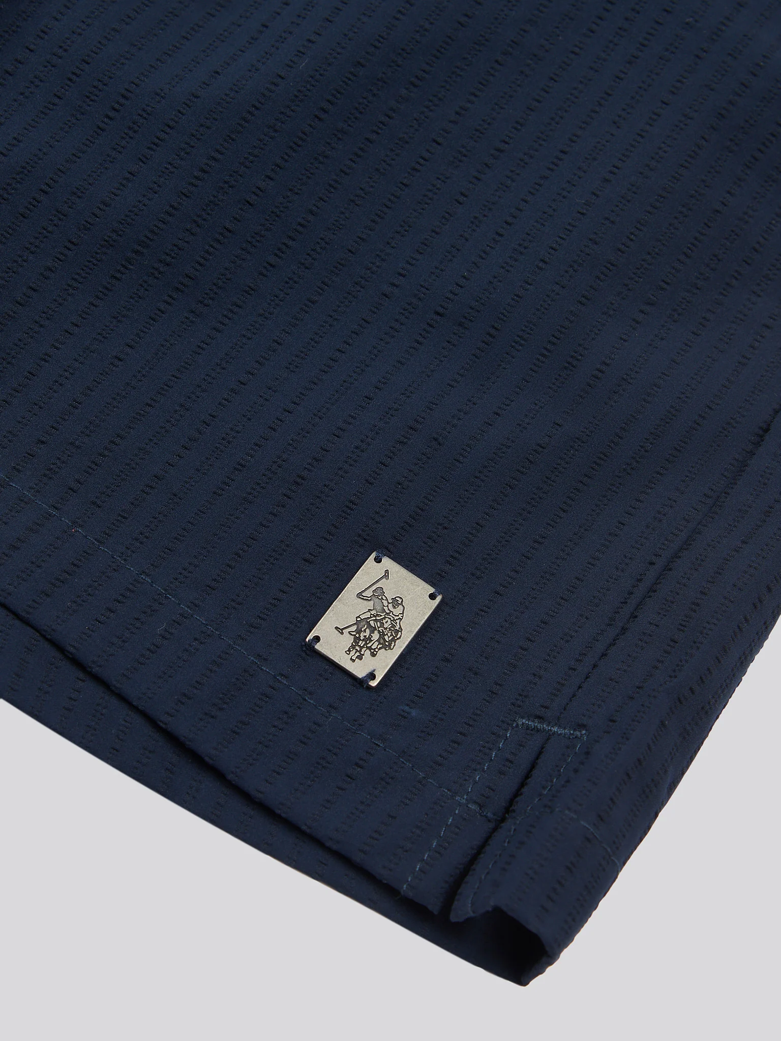 Mens Seersucker Swim Short in Dark Sapphire Navy - Image 8