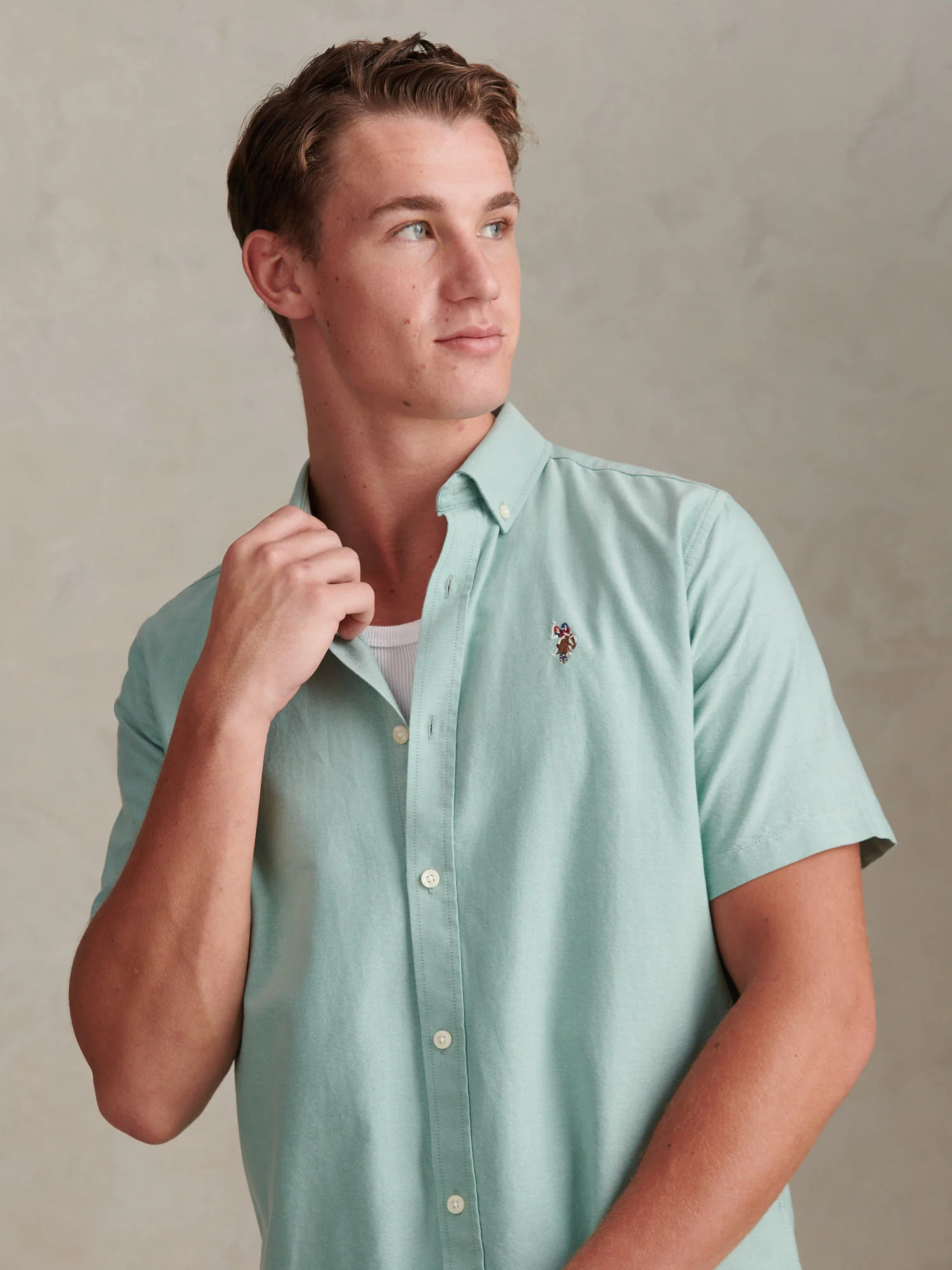 Mens  Short Sleeve Oxford Shirt Aquifer - Image 2