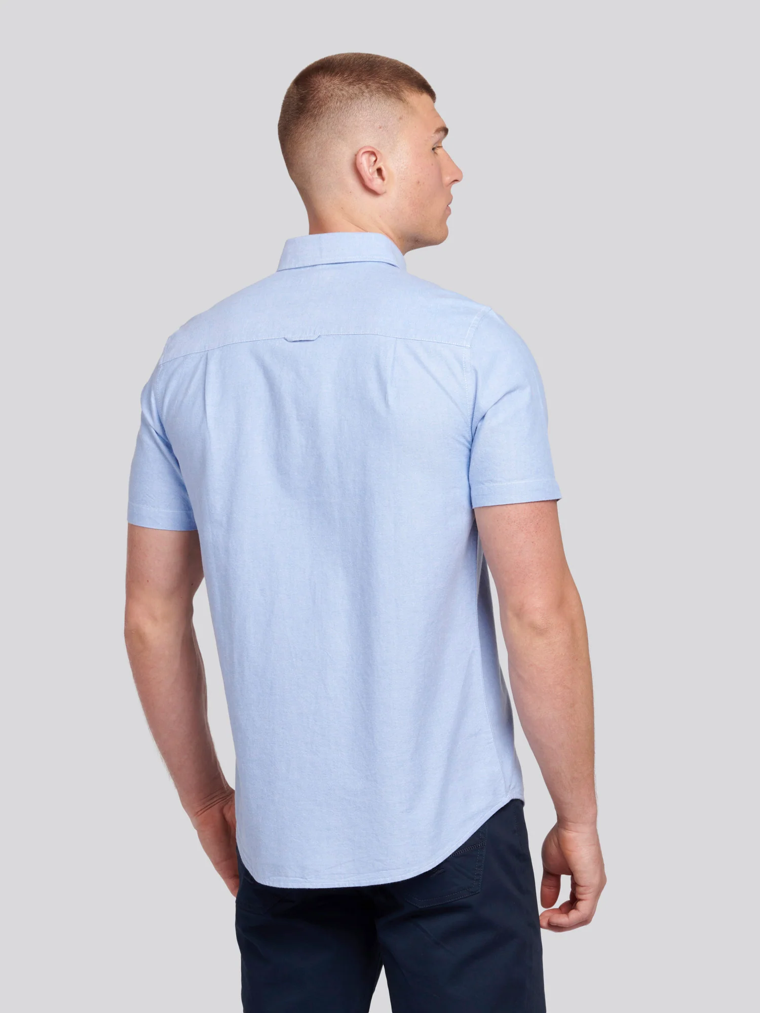 Mens Short Sleeve Oxford Shirt Blue Yonder - Image 4