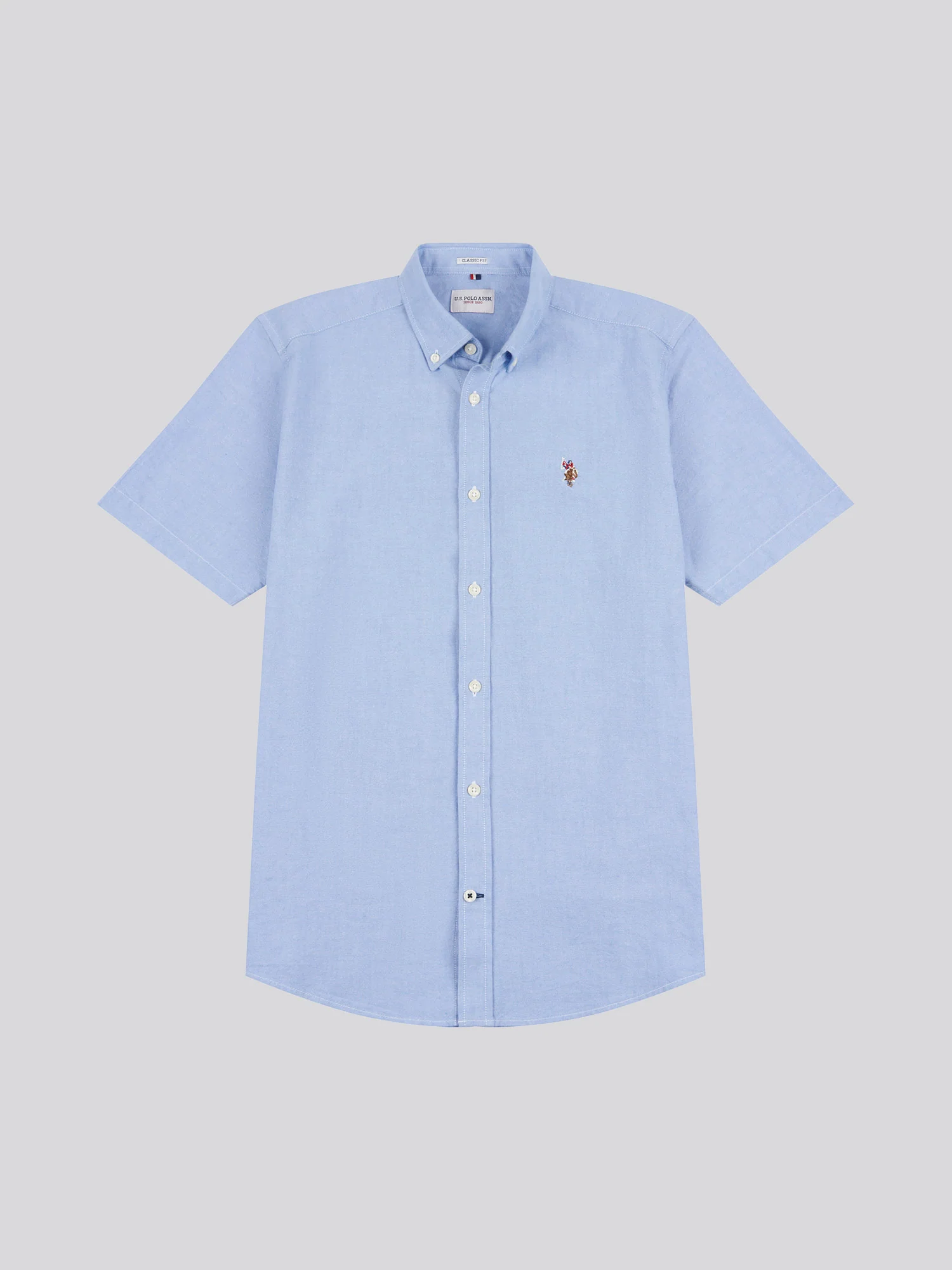 Mens Short Sleeve Oxford Shirt Blue Yonder - Image 5