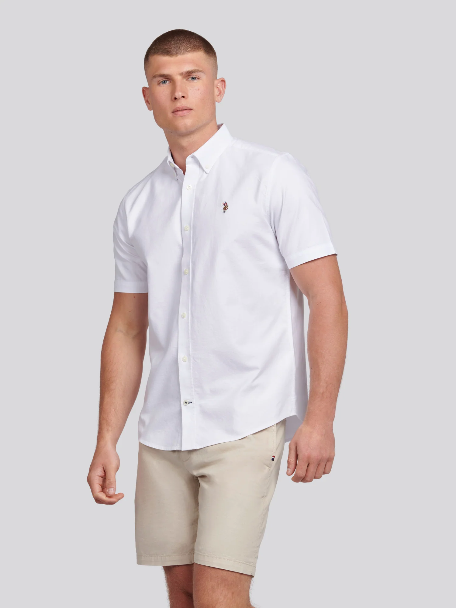 Mens Short Sleeve Oxford Shirt Bright White