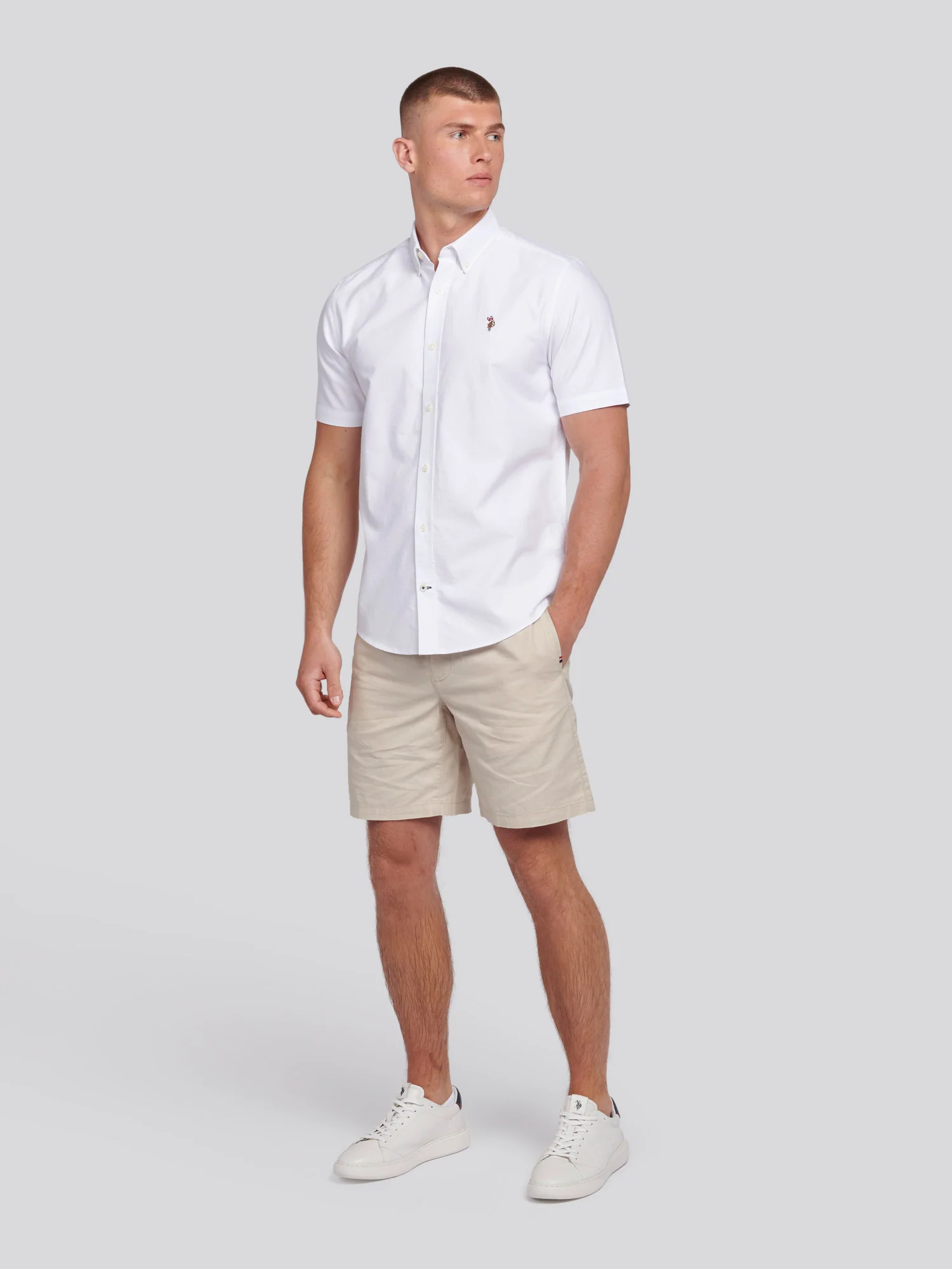 Mens Short Sleeve Oxford Shirt Bright White - Image 3
