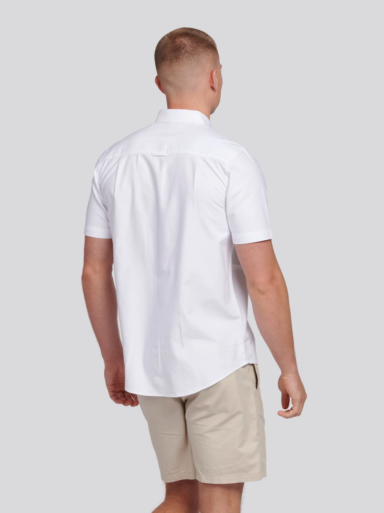 Mens Short Sleeve Oxford Shirt Bright White - Image 4