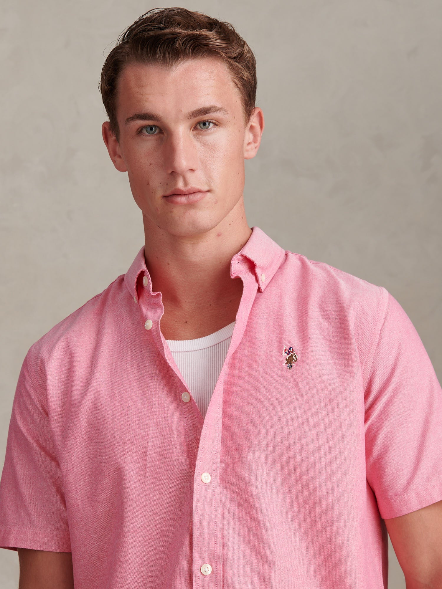 Mens Short Sleeve Oxford Shirt Chateau Rose - Image 2