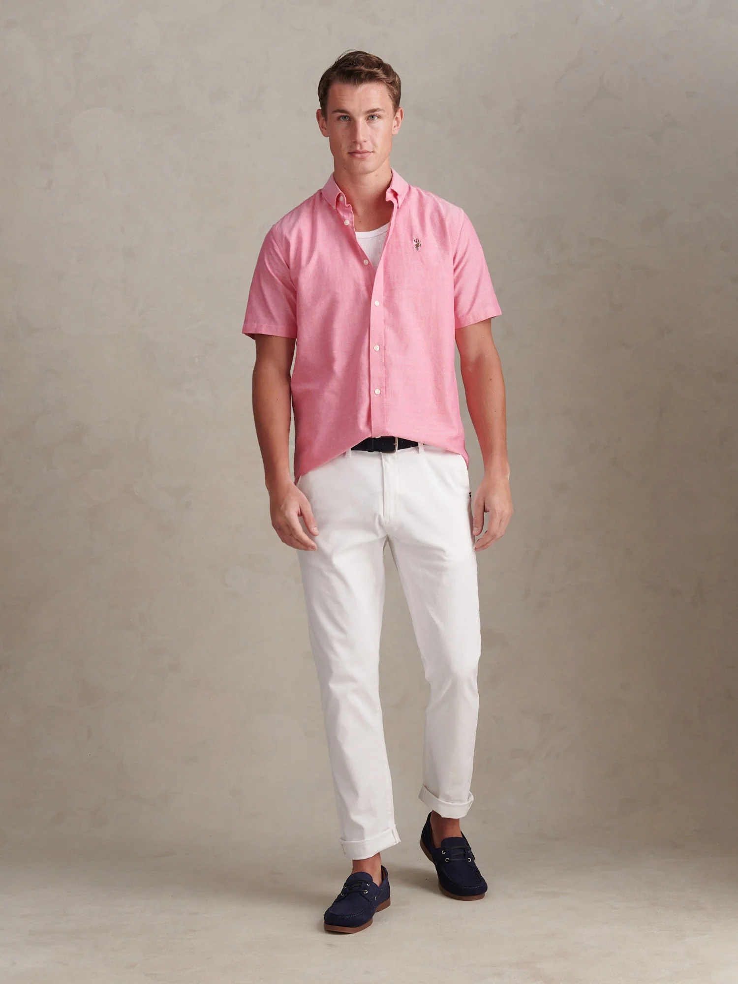 Mens Short Sleeve Oxford Shirt Chateau Rose - Image 3