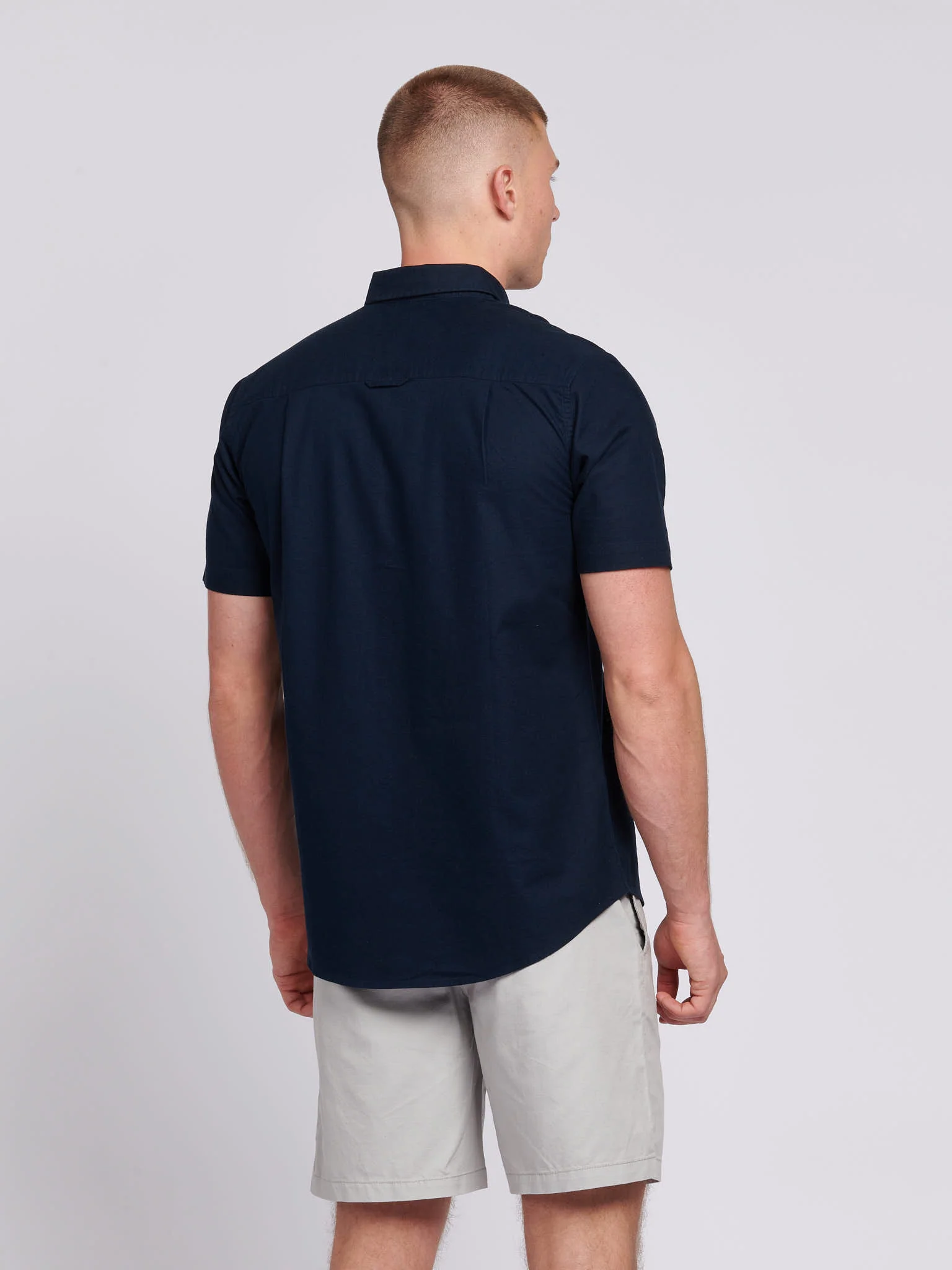 Mens Short Sleeve Oxford Shirt Dark Sapphire Navy - Image 4
