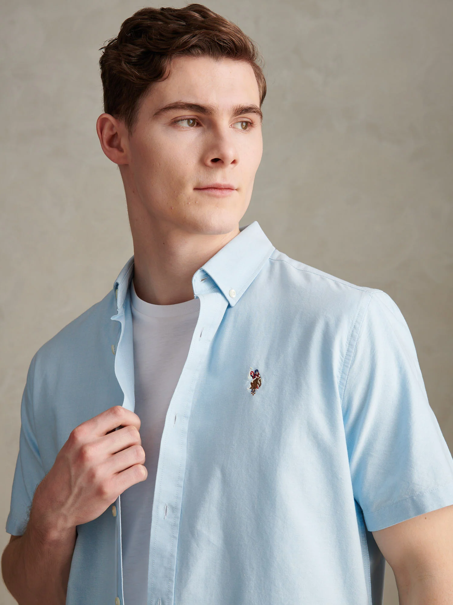 Mens Short Sleeve Oxford Shirt Ice Blue - Image 2