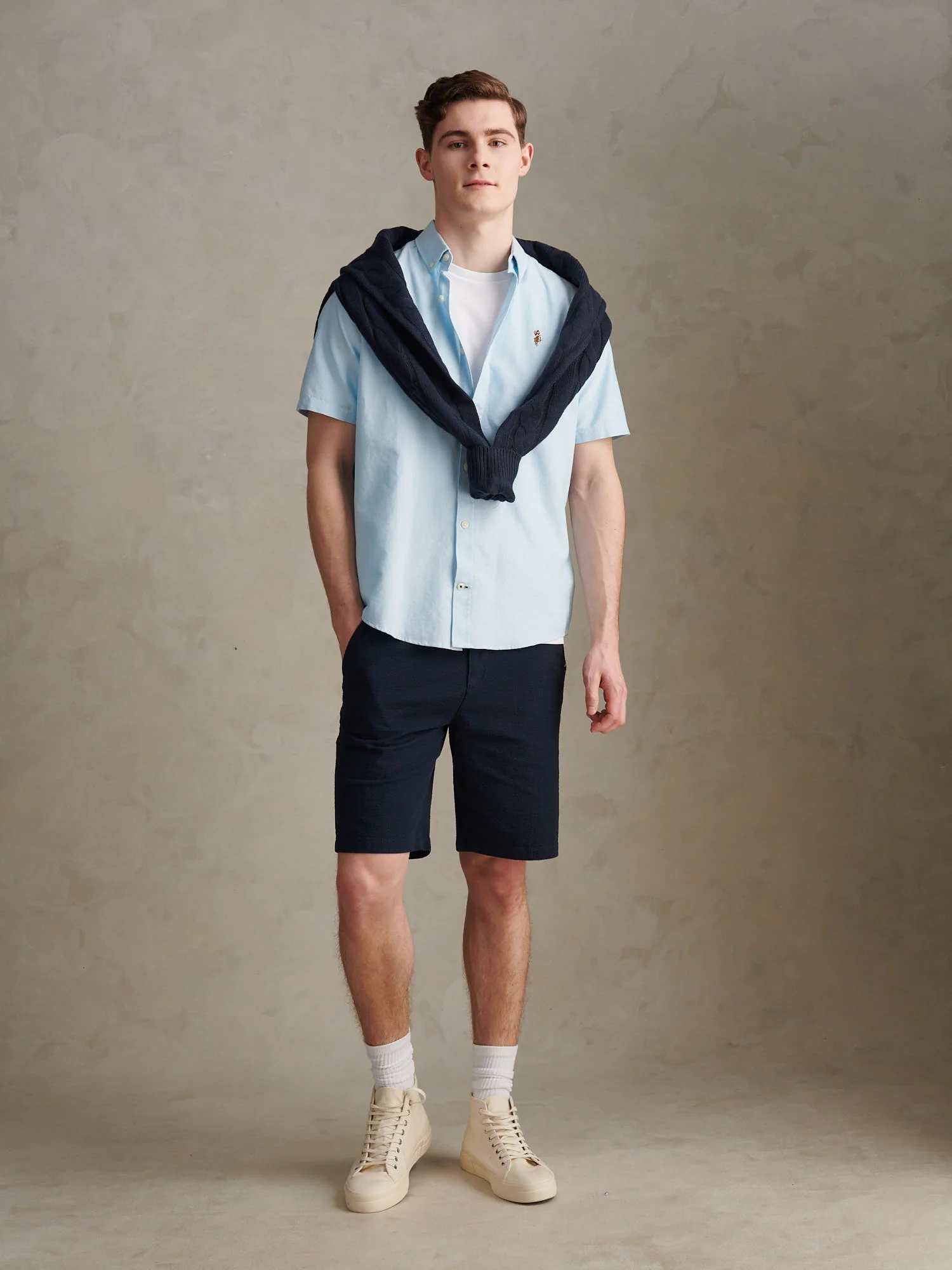 Mens Short Sleeve Oxford Shirt Ice Blue - Image 3