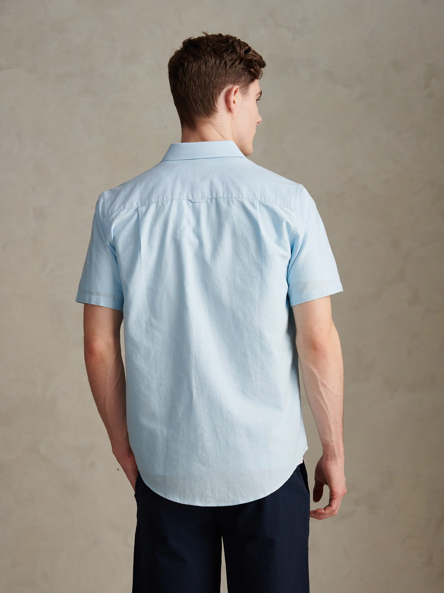 Mens Short Sleeve Oxford Shirt Ice Blue - Image 4