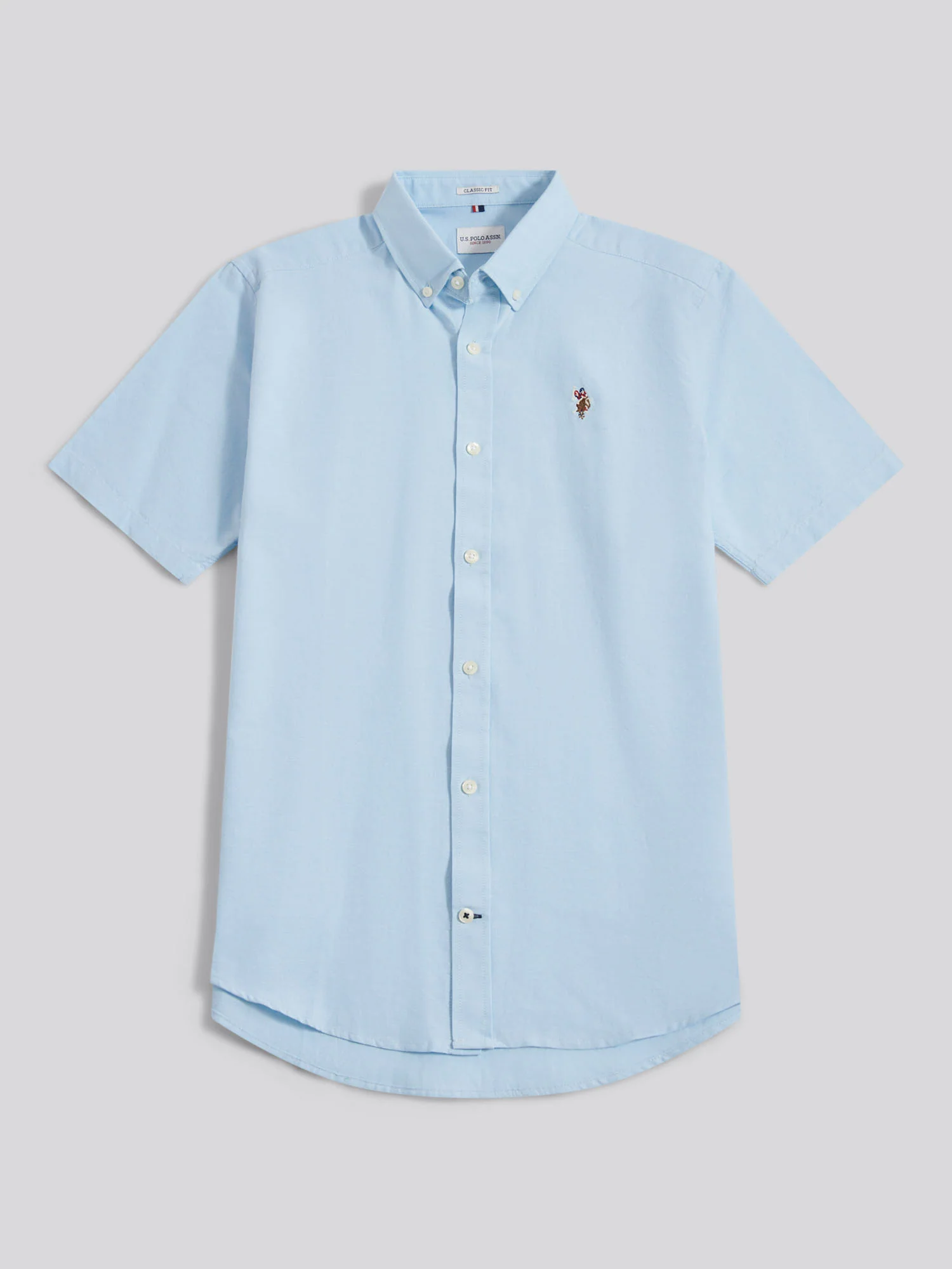 Mens Short Sleeve Oxford Shirt Ice Blue - Image 6