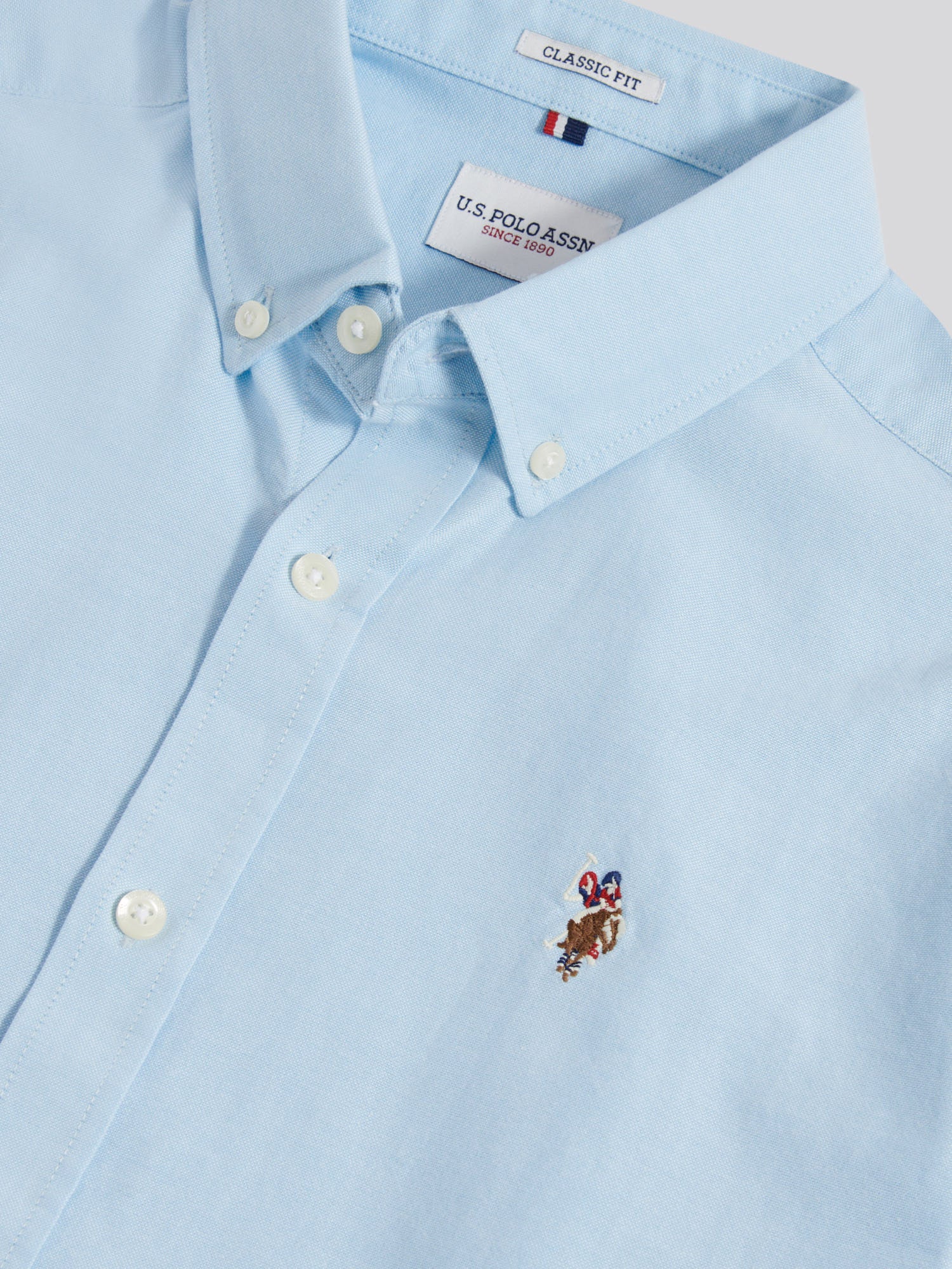 Mens Short Sleeve Oxford Shirt Ice Blue - Image 8