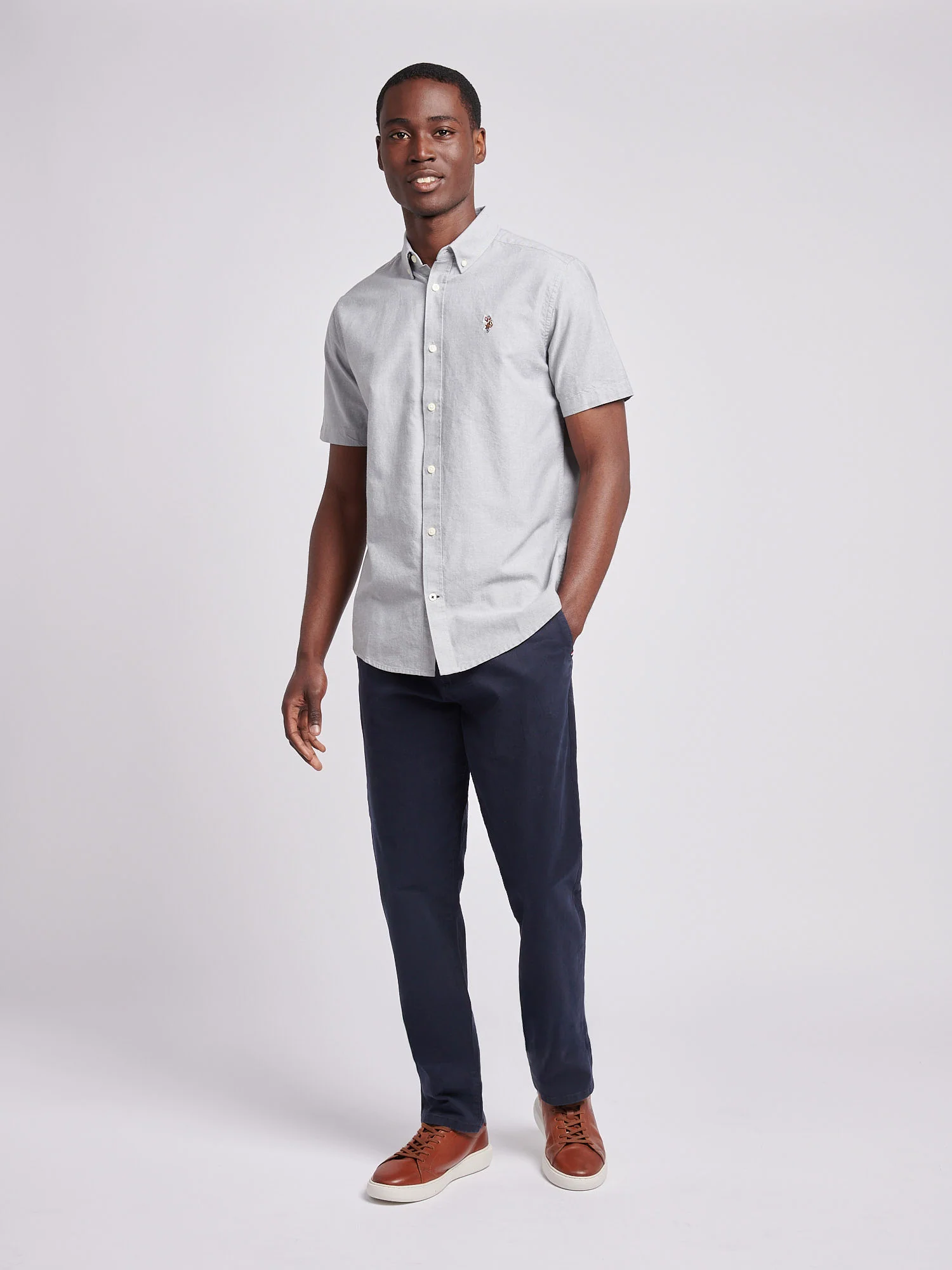Mens Short Sleeve Oxford Shirt Mulled Basil - Image 3