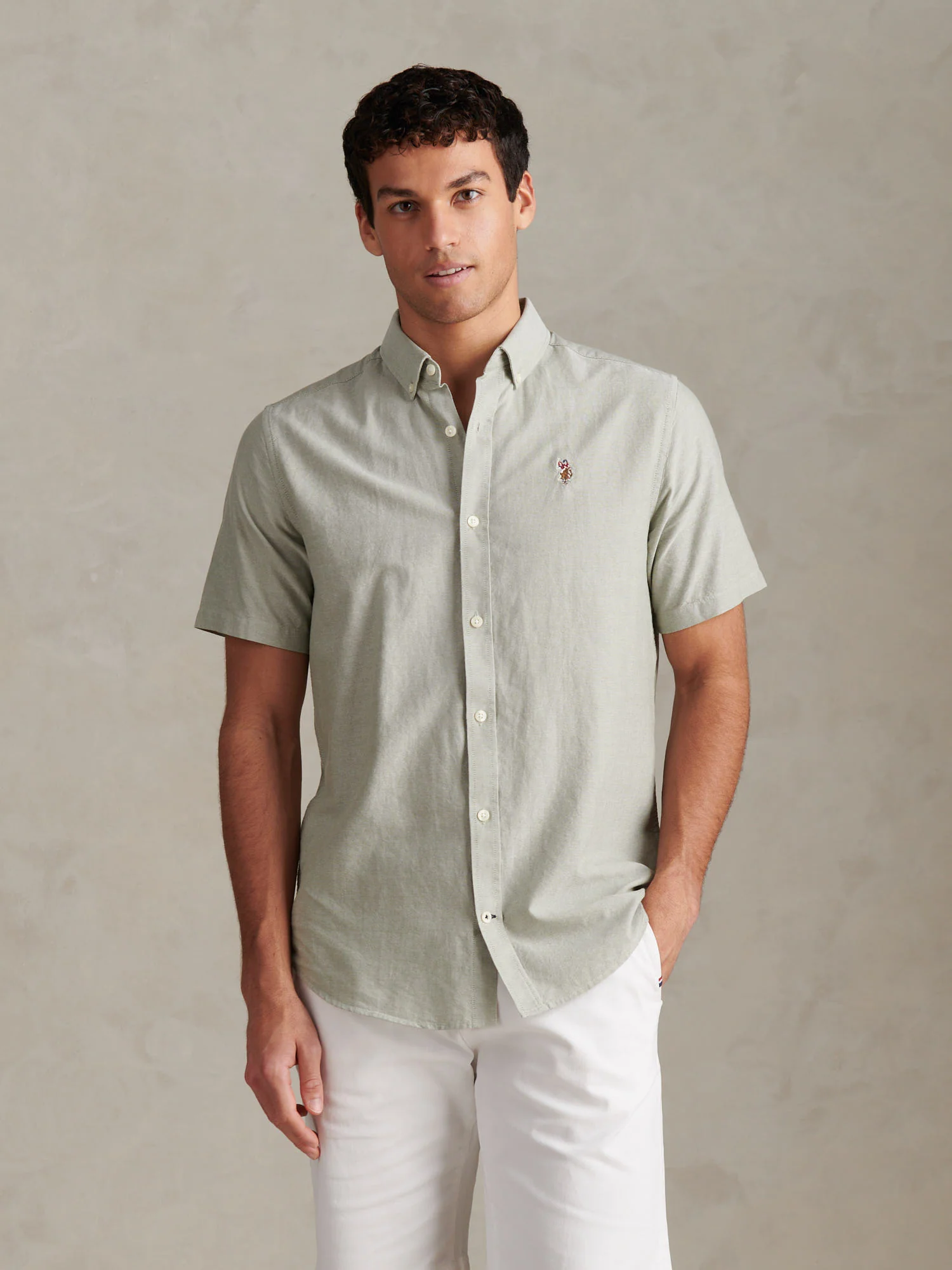 Mens Short Sleeve Oxford Shirt Sea Spray