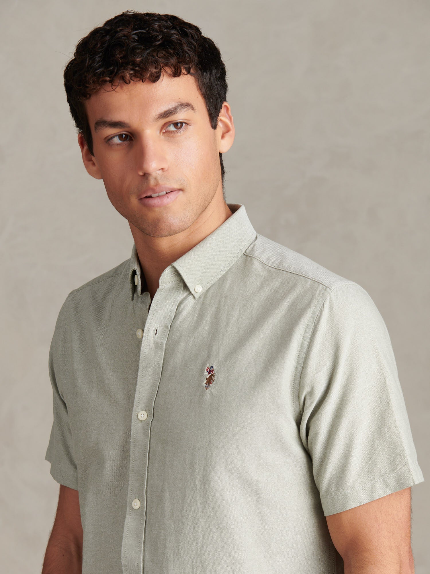 Mens Short Sleeve Oxford Shirt Sea Spray - Image 2