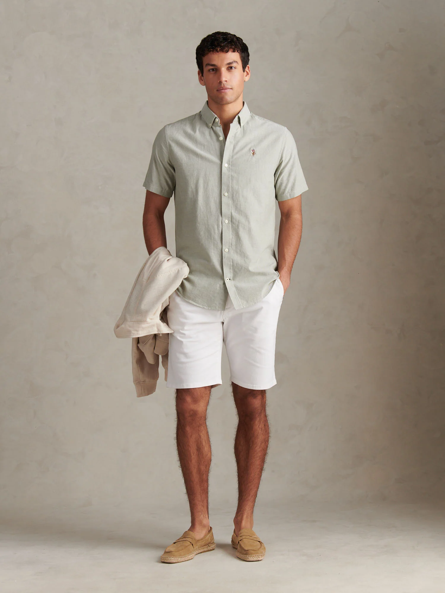 Mens Short Sleeve Oxford Shirt Sea Spray - Image 3