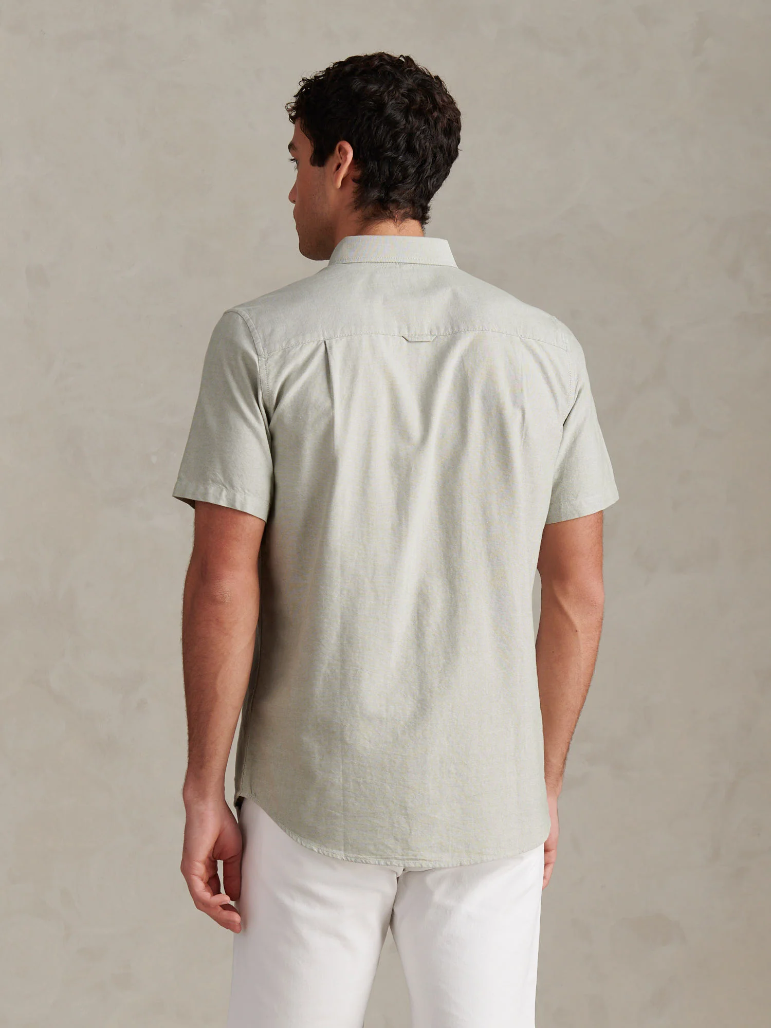 Mens Short Sleeve Oxford Shirt Sea Spray - Image 4