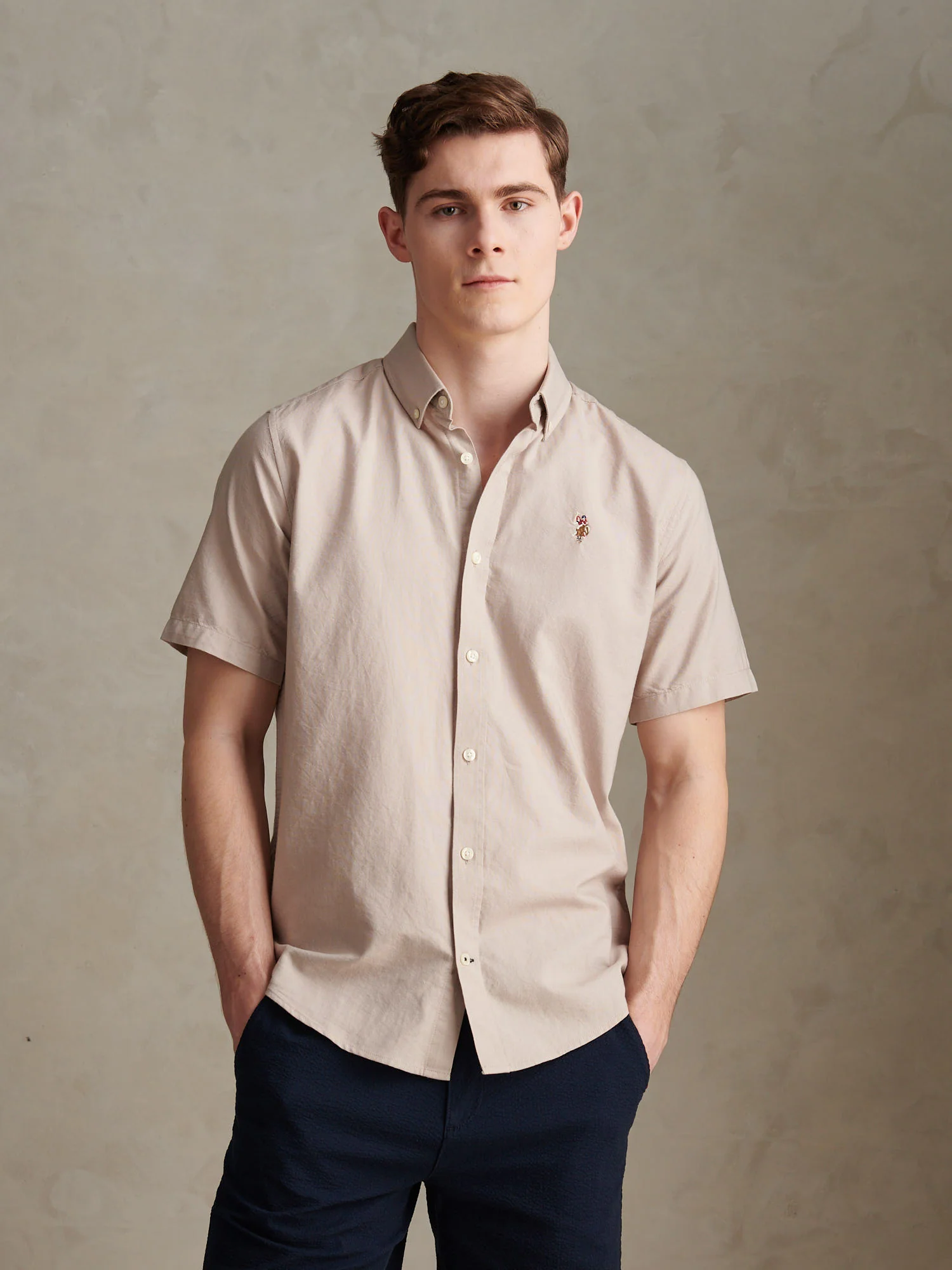 Mens Short Sleeve Oxford Shirt String