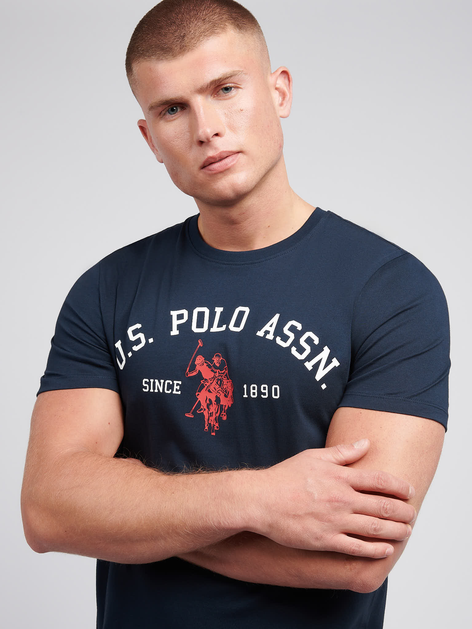 Mens Signature Arch Print T-Shirt Dark Sapphire Navy - Image 2