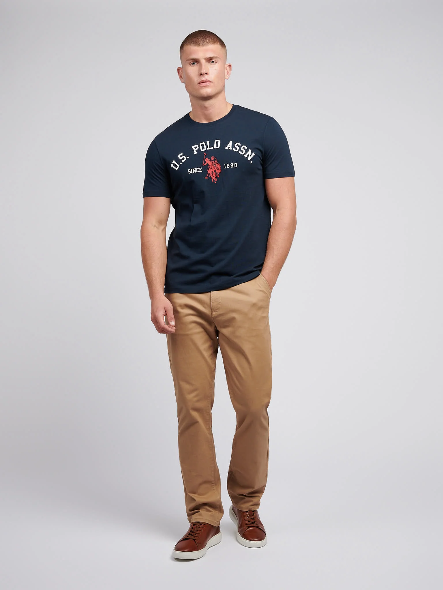 Mens Signature Arch Print T-Shirt Dark Sapphire Navy - Image 3