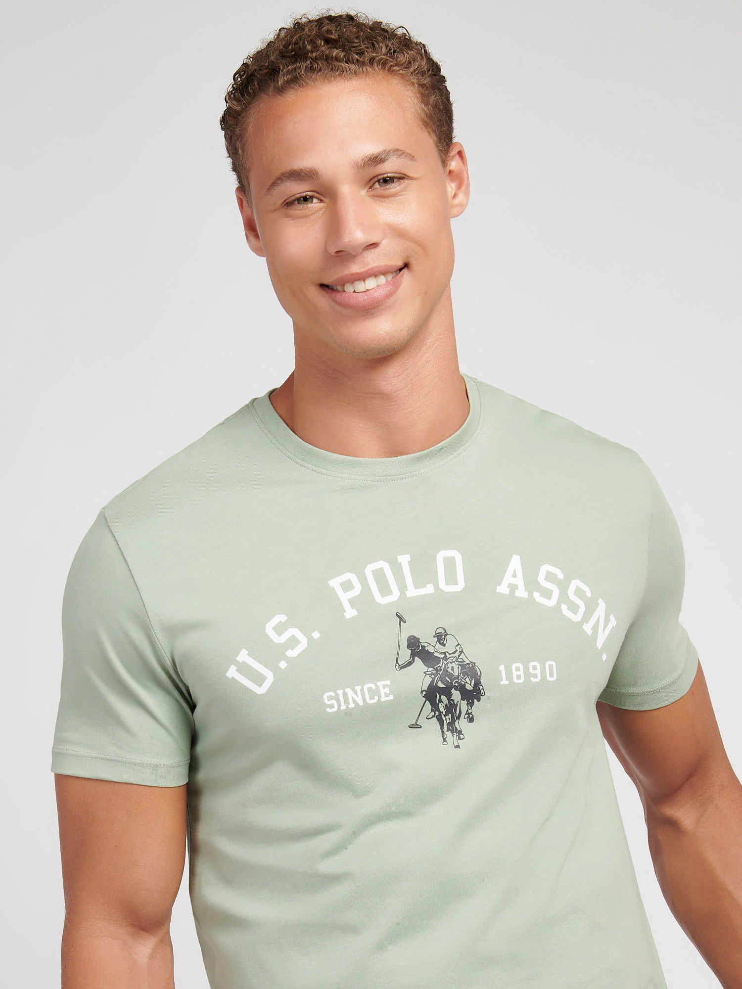 Mens Signature Arch Print T-Shirt Iceberg Green - Image 2