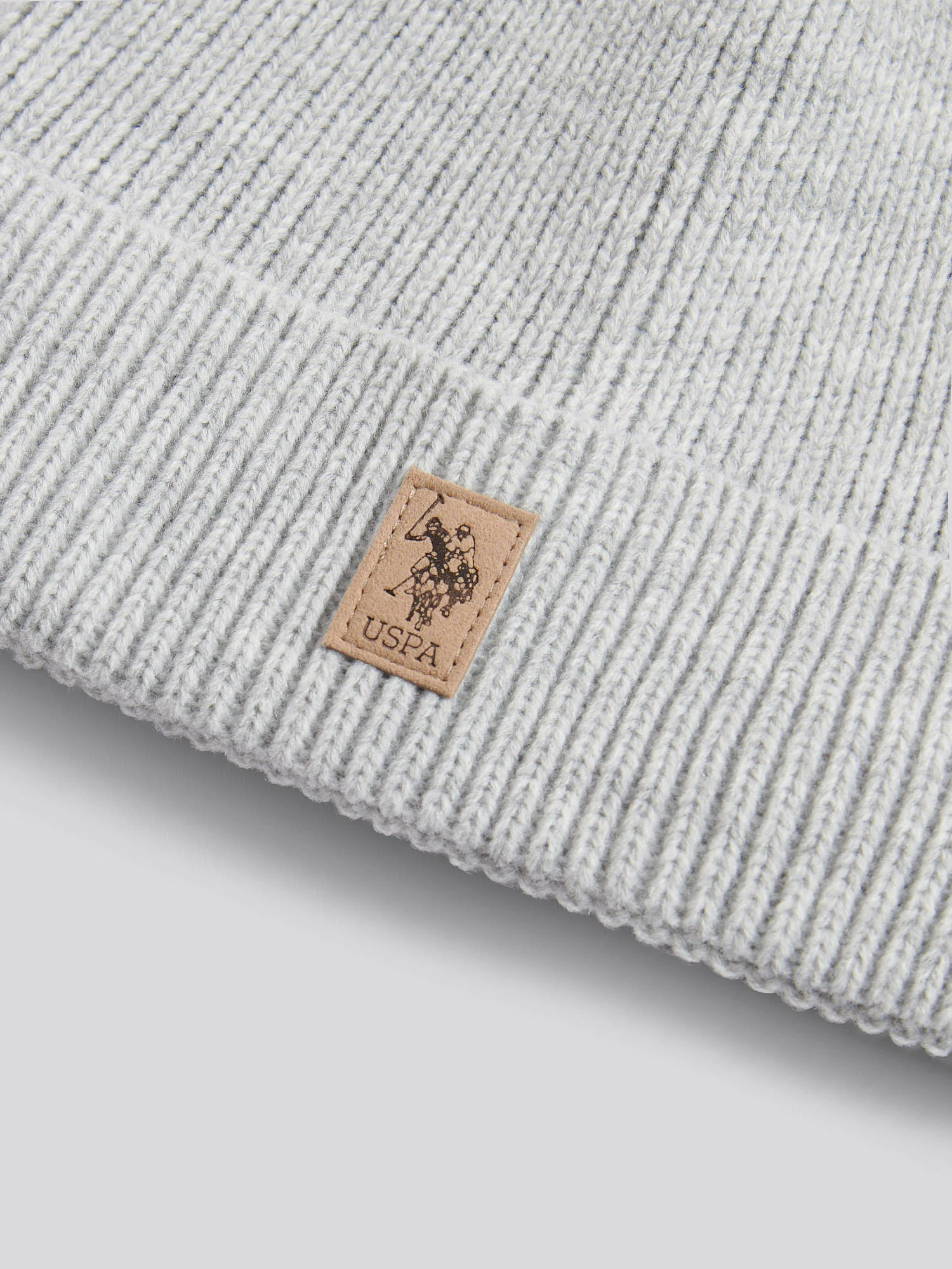 Mens Signature Double Horsemen Knit Beanie in Mid Grey Marl - Image 3