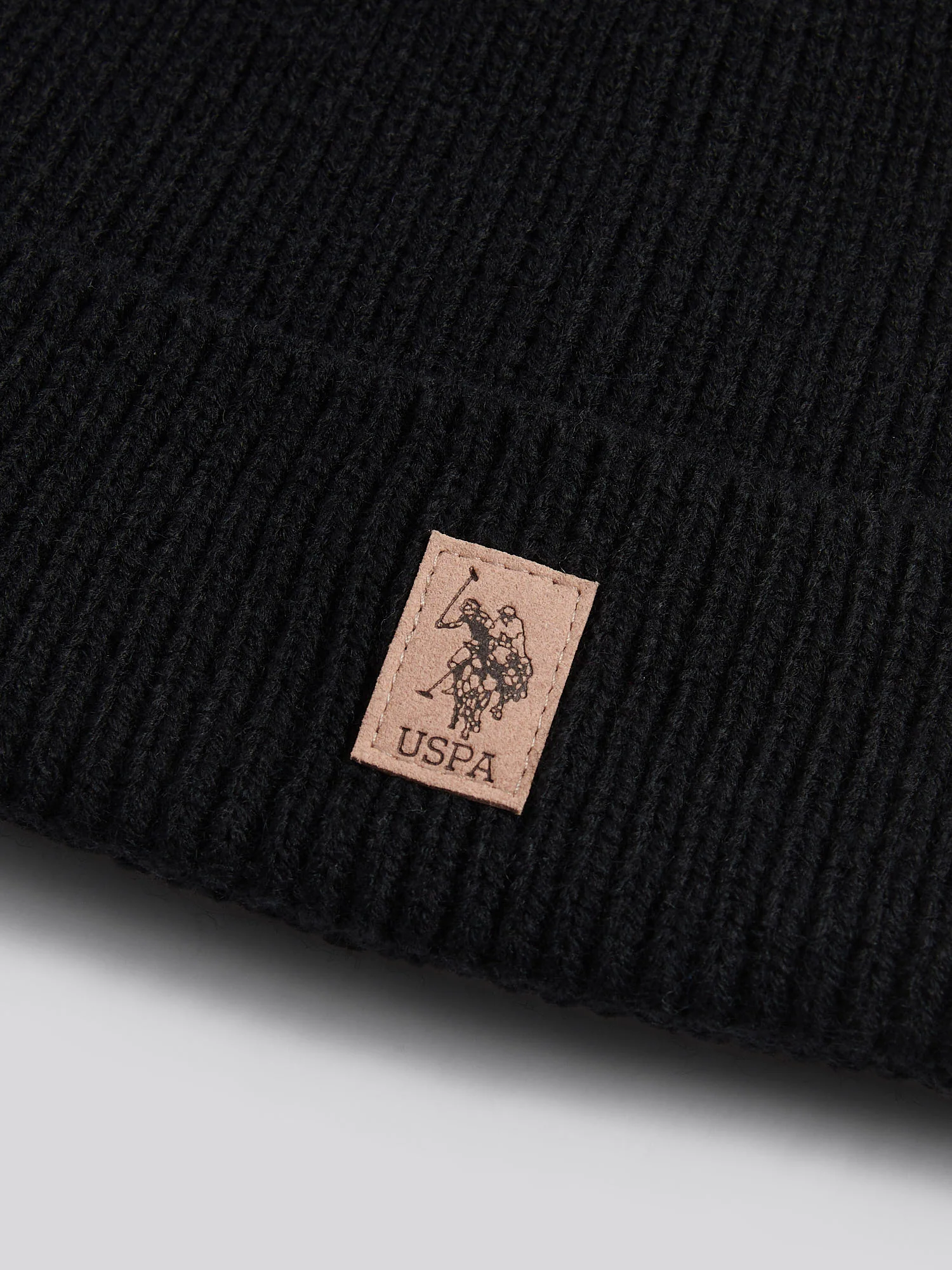 Mens Signature Double Horsemen Knit Beanie in Black - Image 3
