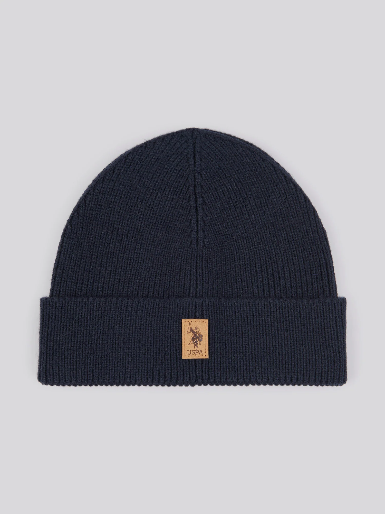 Mens Signature Double Horsemen Knit Beanie in Dark Sapphire Navy