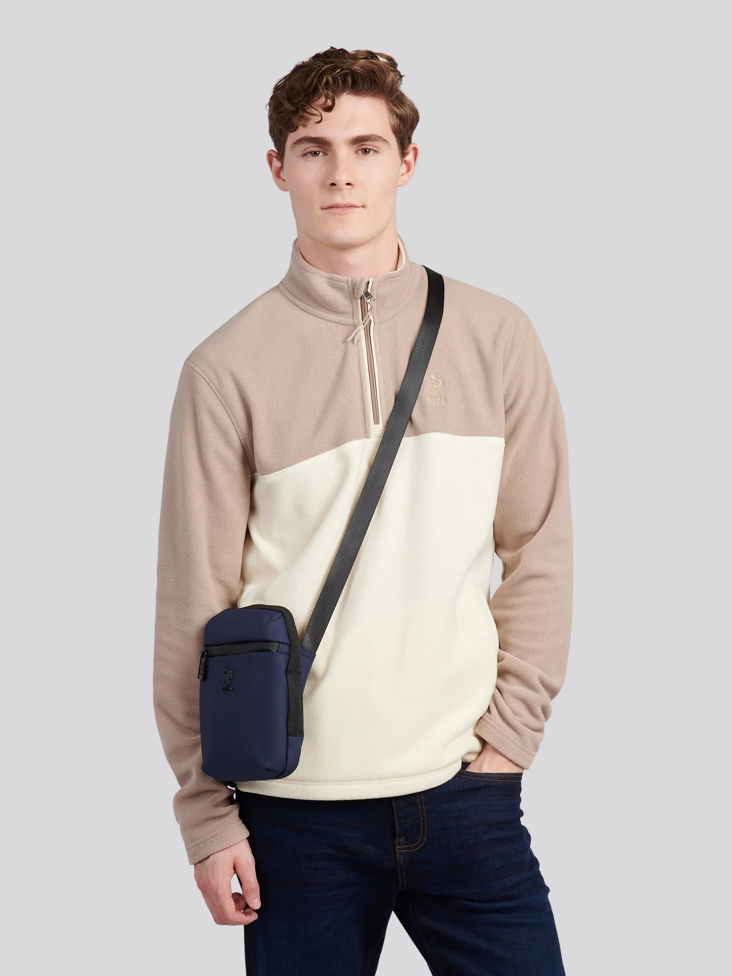 Mens Small Arrowhead Crossbody Bag in Navy - Image 2