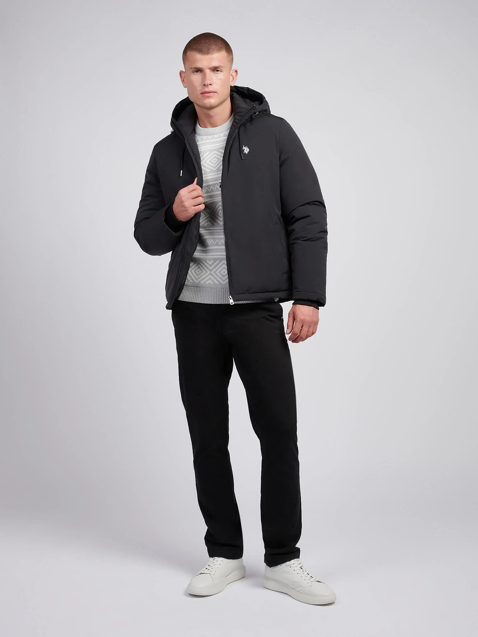 Mens Smart Padded Jacket in Black - Image 3