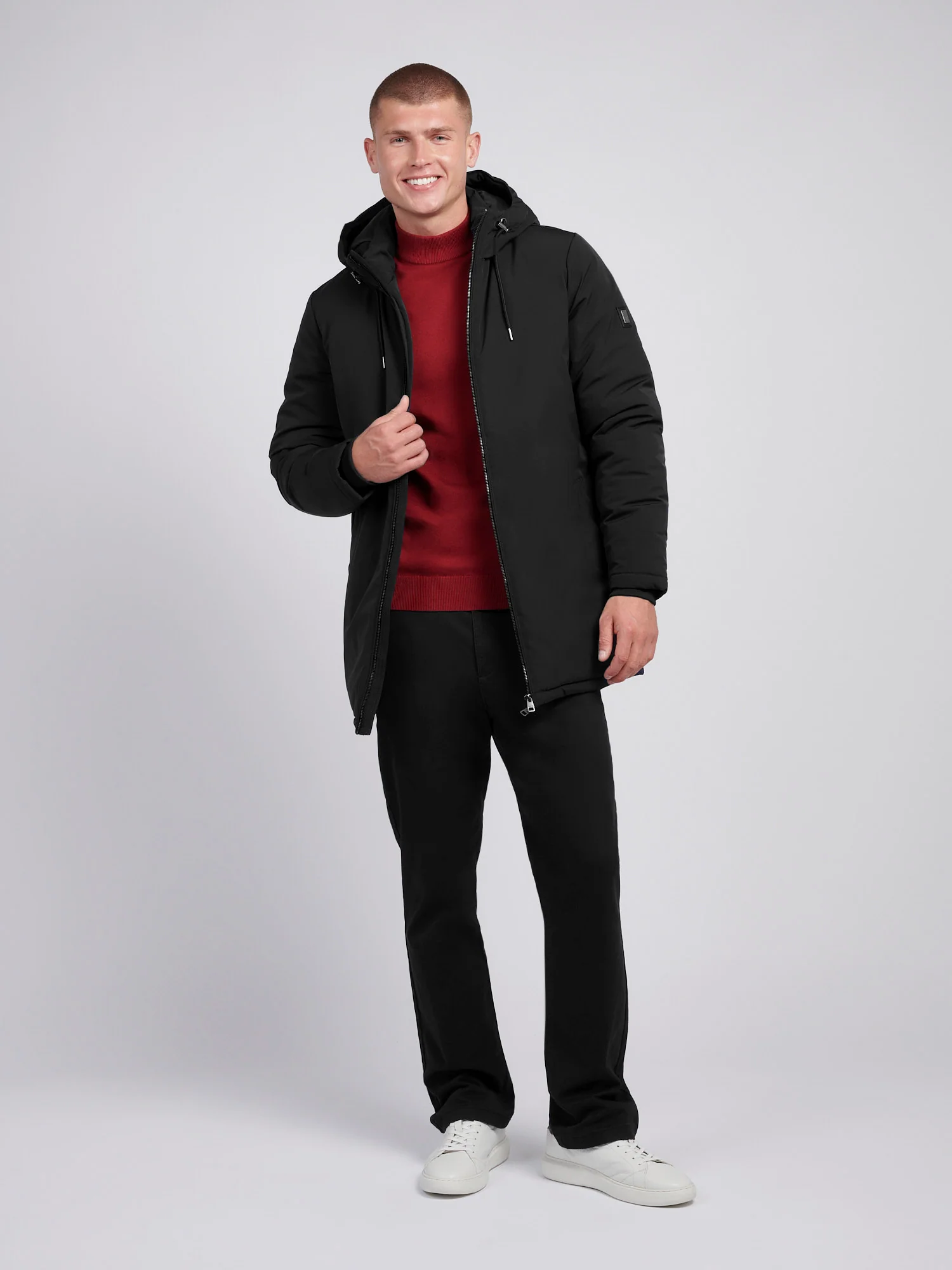Mens Smart Parka in Black - Image 3