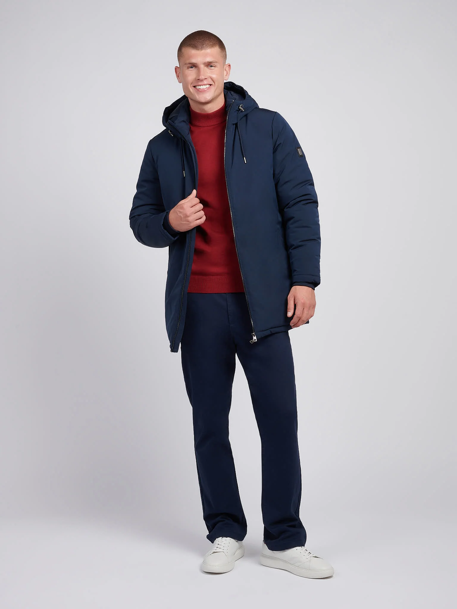 Mens Smart Parka in Dark Sapphire Navy - Image 3