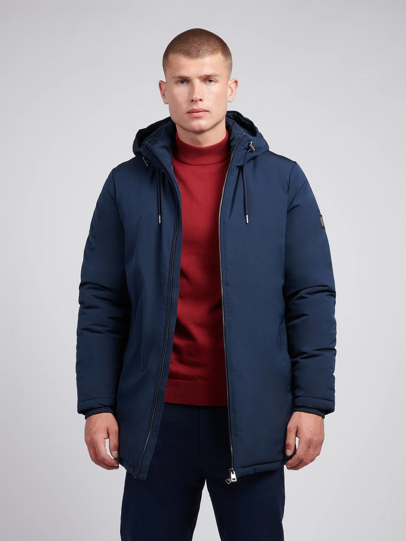 Mens Smart Parka in Dark Sapphire Navy - Image 7