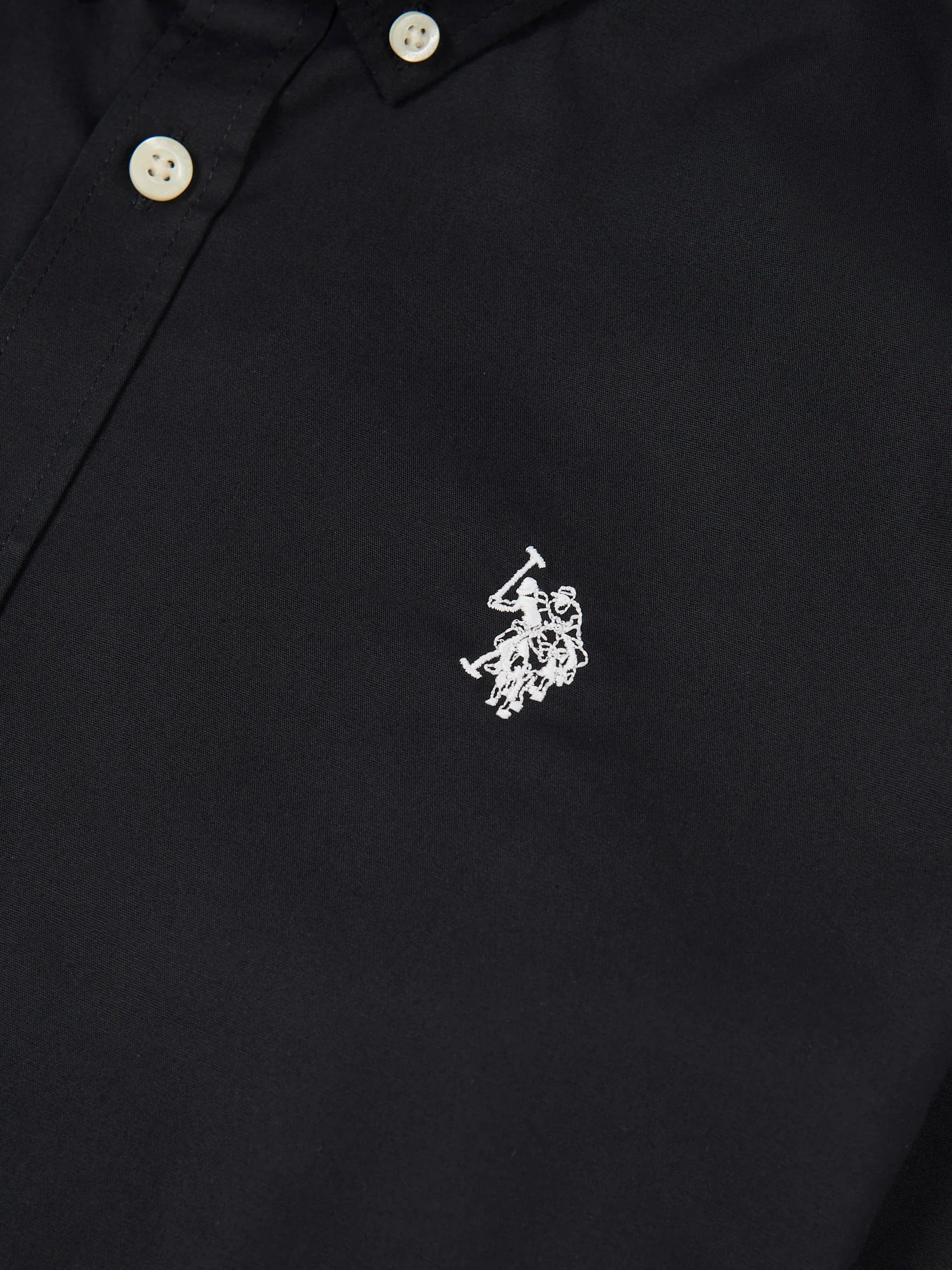 Mens Stretch Cotton Poplin Shirt Black Bright White DHM - Image 7