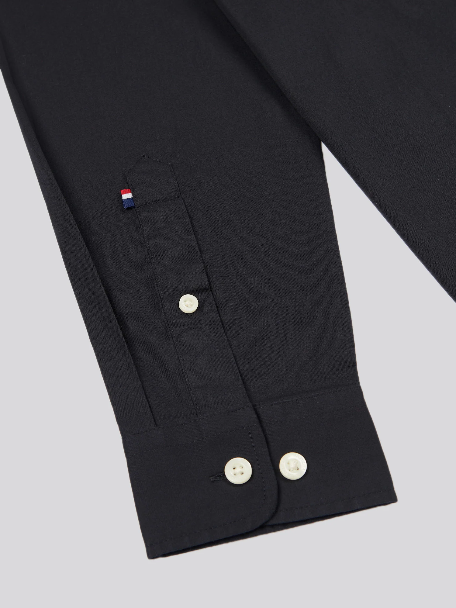 Mens Stretch Cotton Poplin Shirt Black Bright White DHM - Image 8