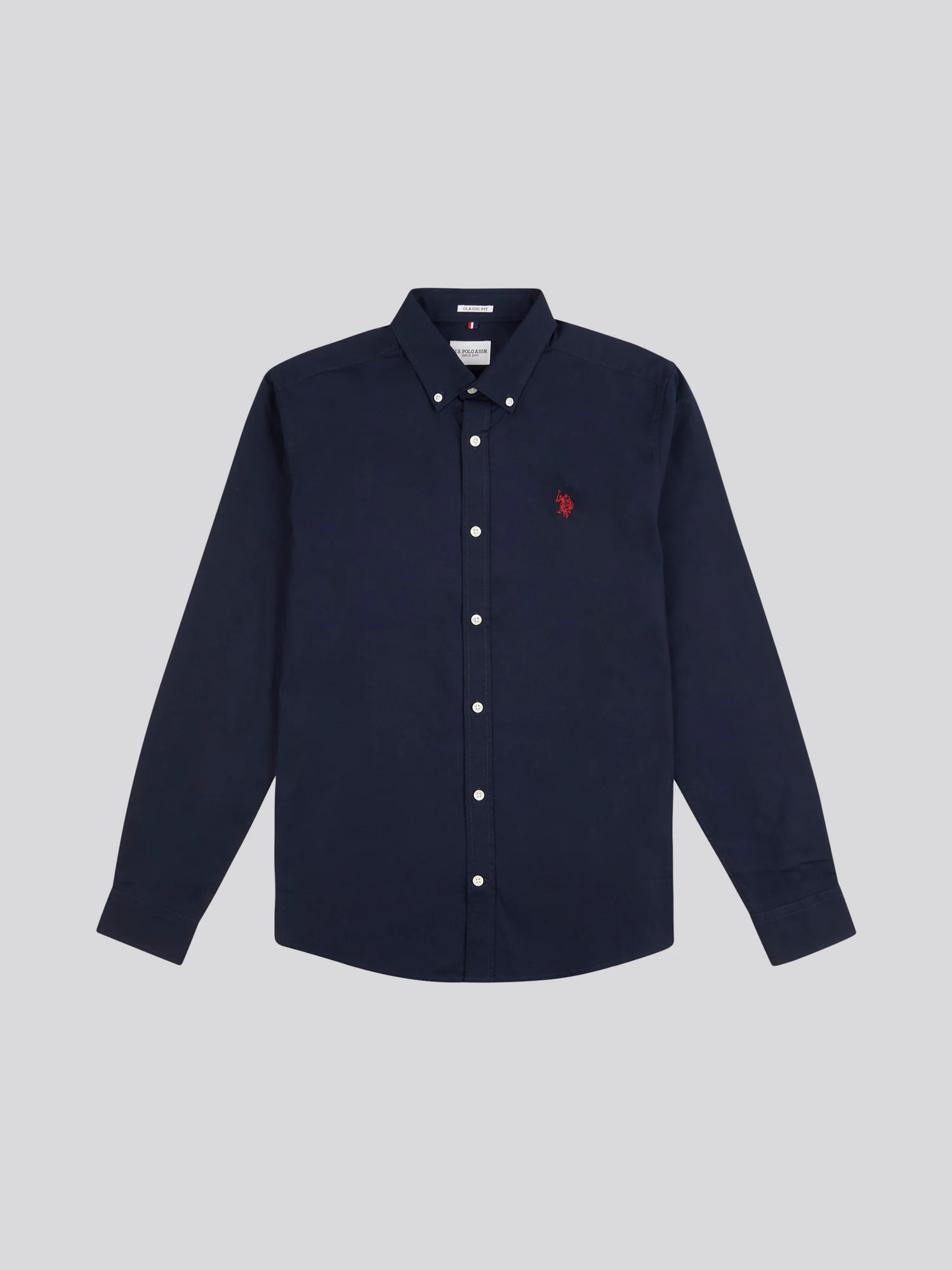 Mens Stretch Cotton Poplin Shirt Dark Sapphire Navy / Haute Red DHM - Image 5