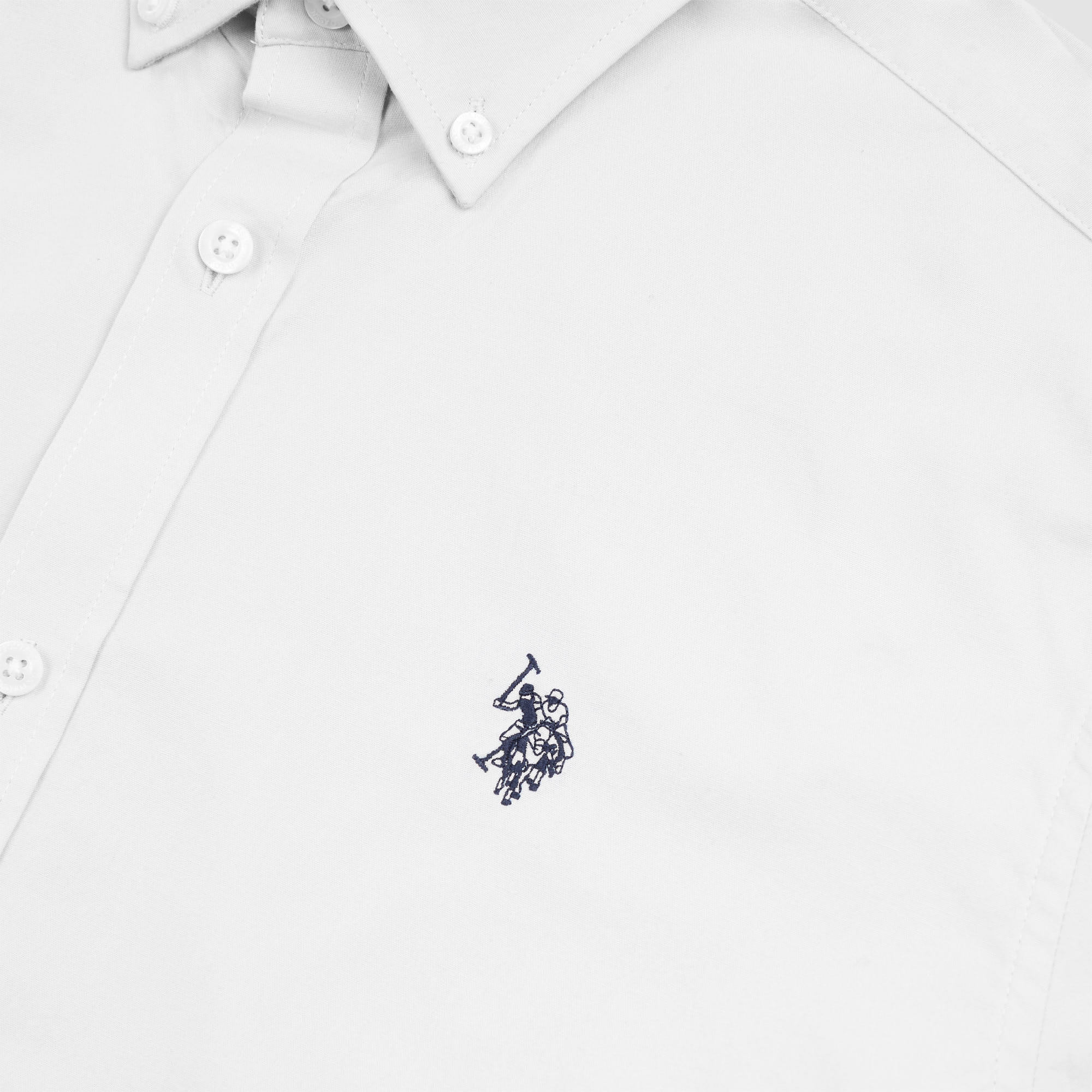 Mens Stretch Cotton Poplin Shirt White / Dark Sapphire Navy DHM - Image 7