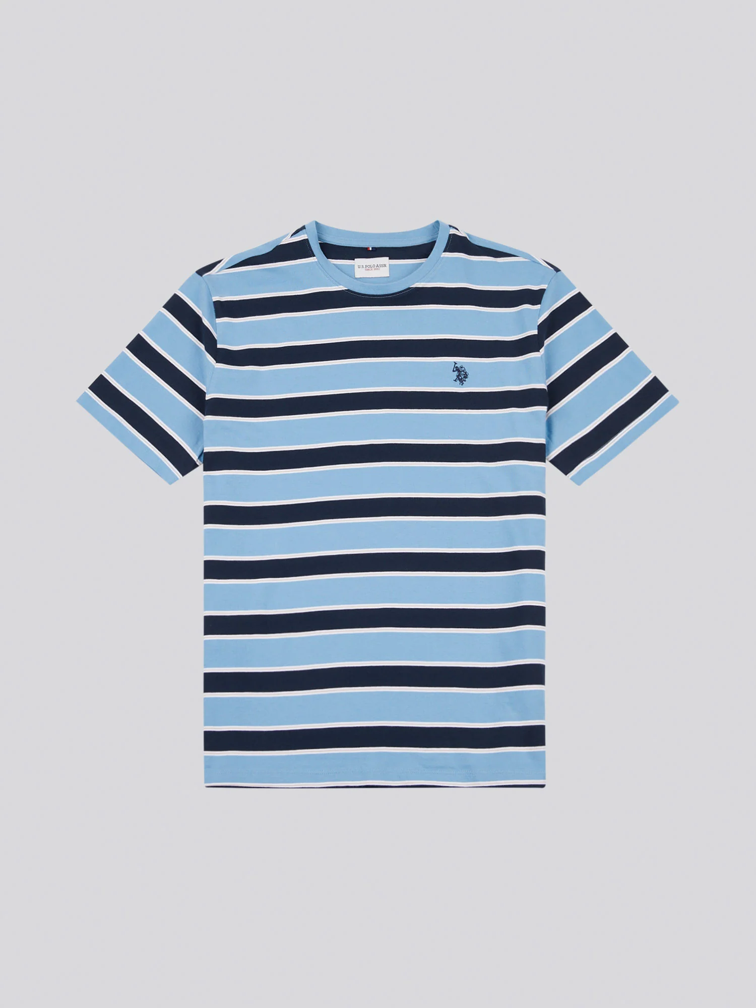 Mens Stripe Double Horsemen T-Shirt in Allure - Image 5