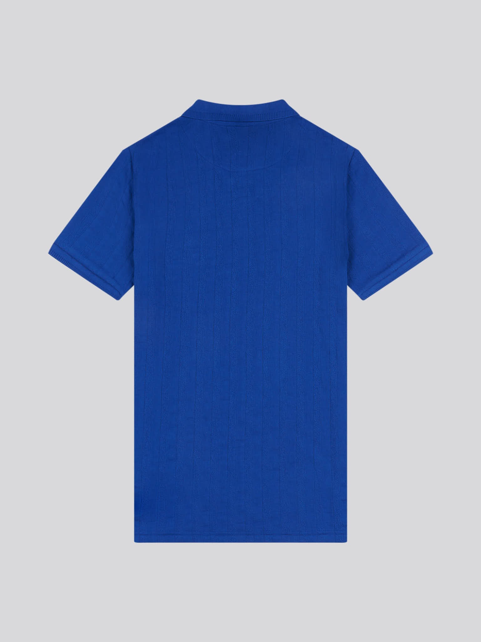 Mens Stripe Textured Zip Polo Shirt in Sodalite Blue - Image 6