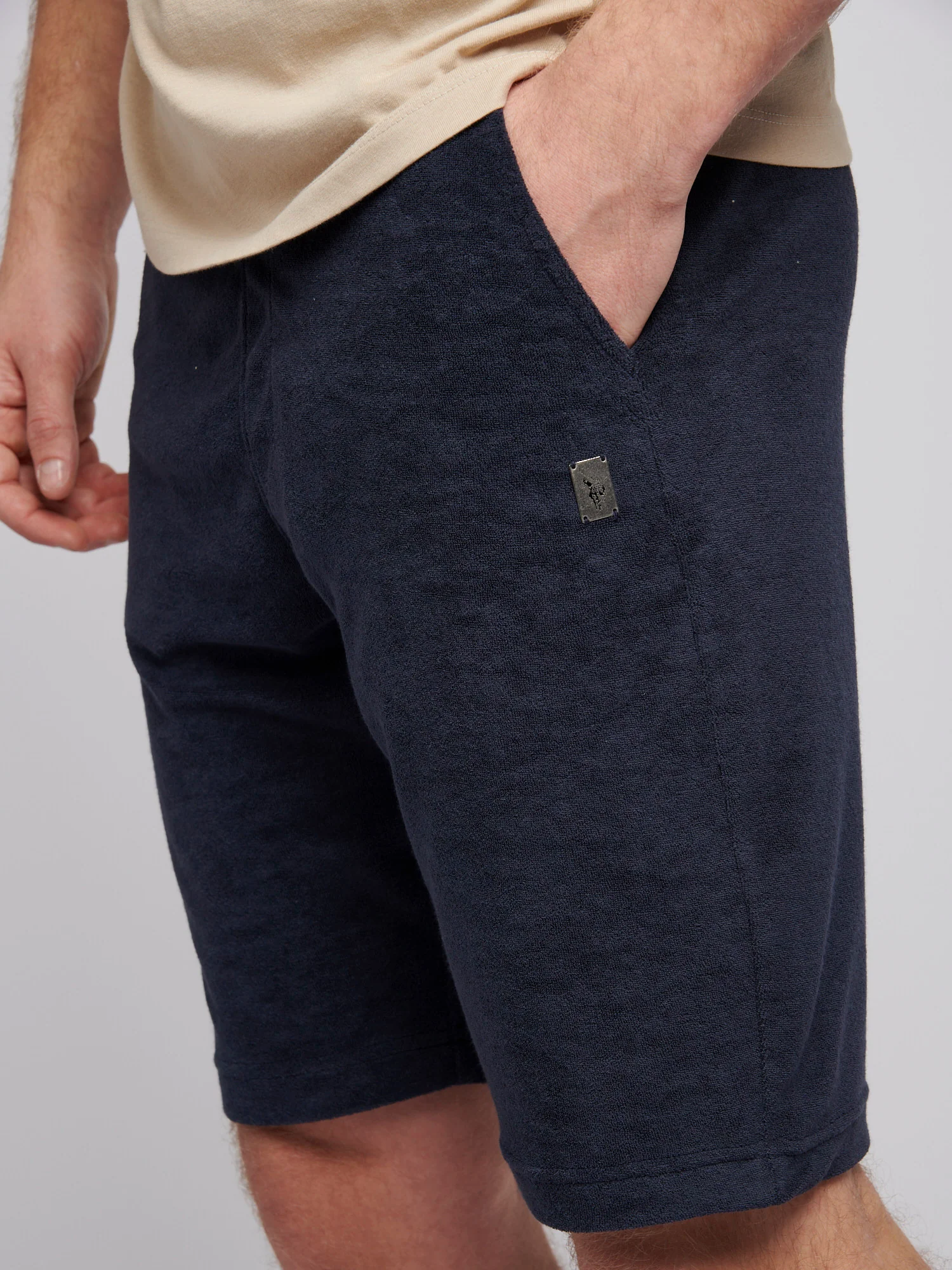 Mens Terry Drawstring Short in Dark Sapphire Navy - Image 2