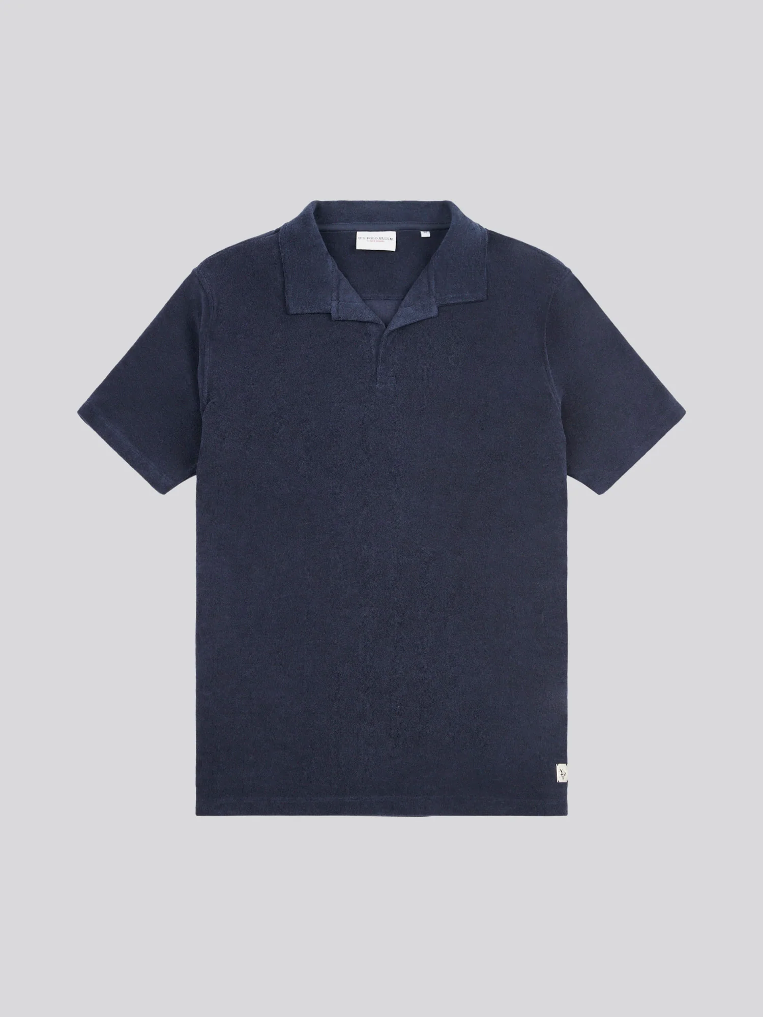 Mens Terry Revere Collar Polo Shirt in Dark Sapphire Navy - Image 5