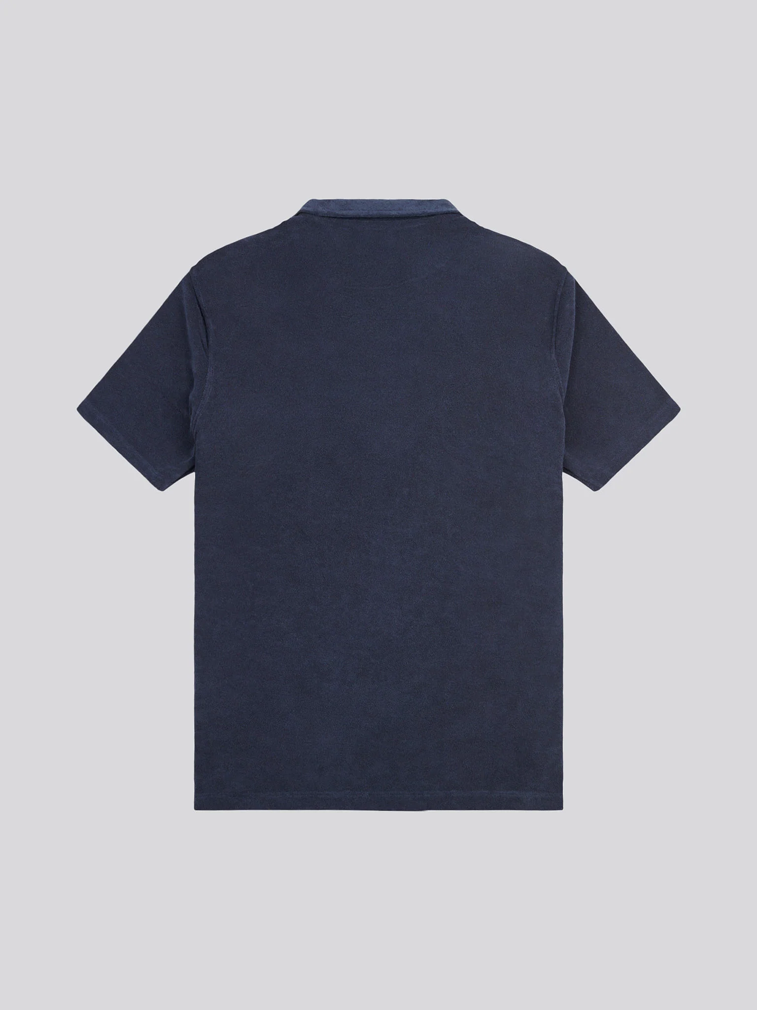 Mens Terry Revere Collar Polo Shirt in Dark Sapphire Navy - Image 6