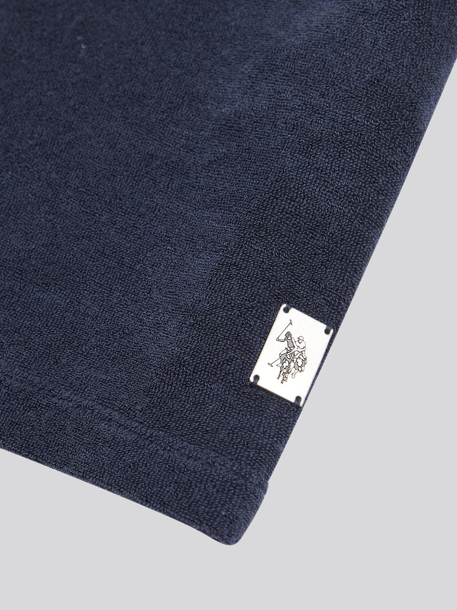 Mens Terry Revere Collar Polo Shirt in Dark Sapphire Navy - Image 7