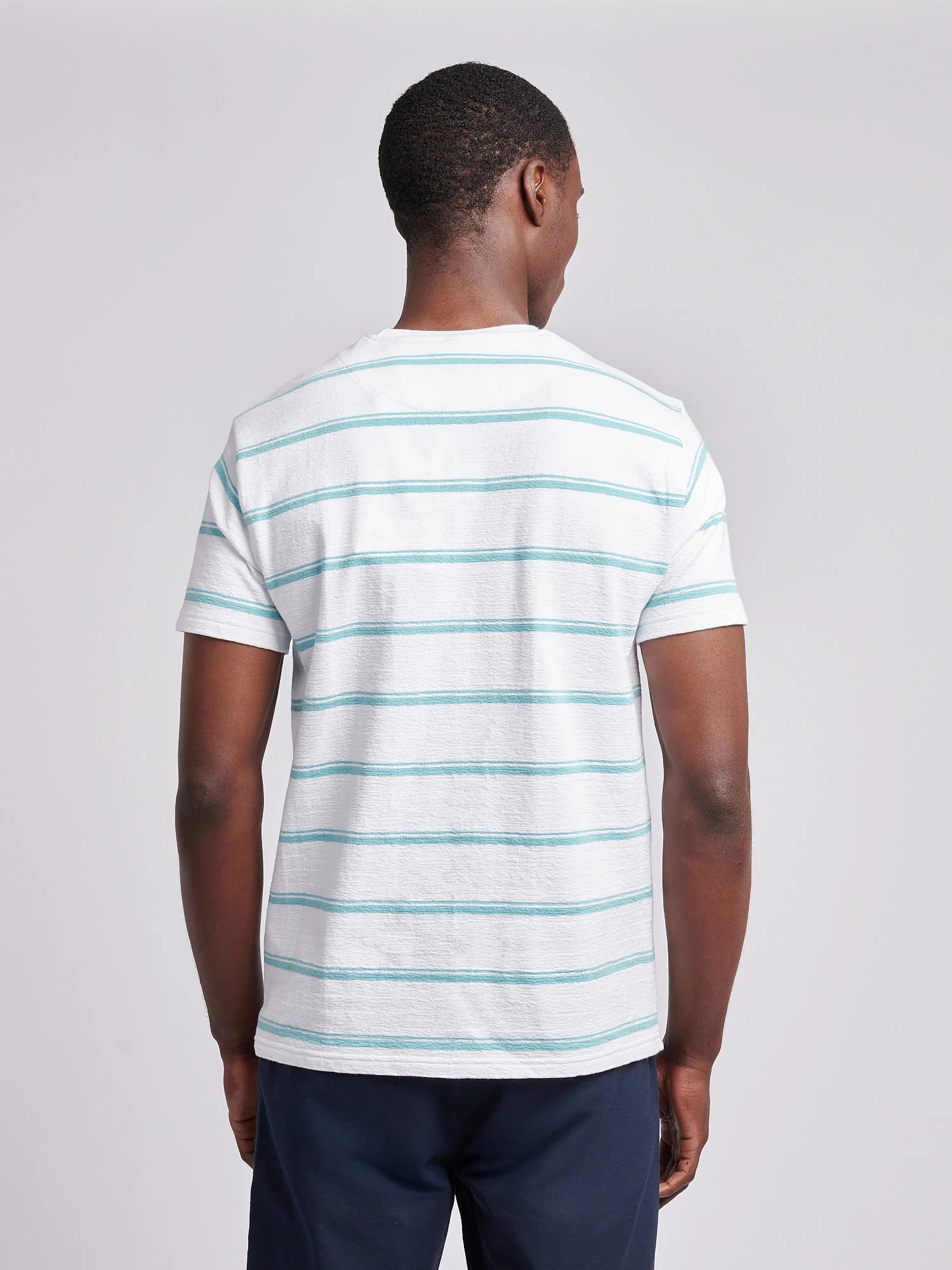 Mens Terry Stripe T-Shirt in Bright White - Image 4