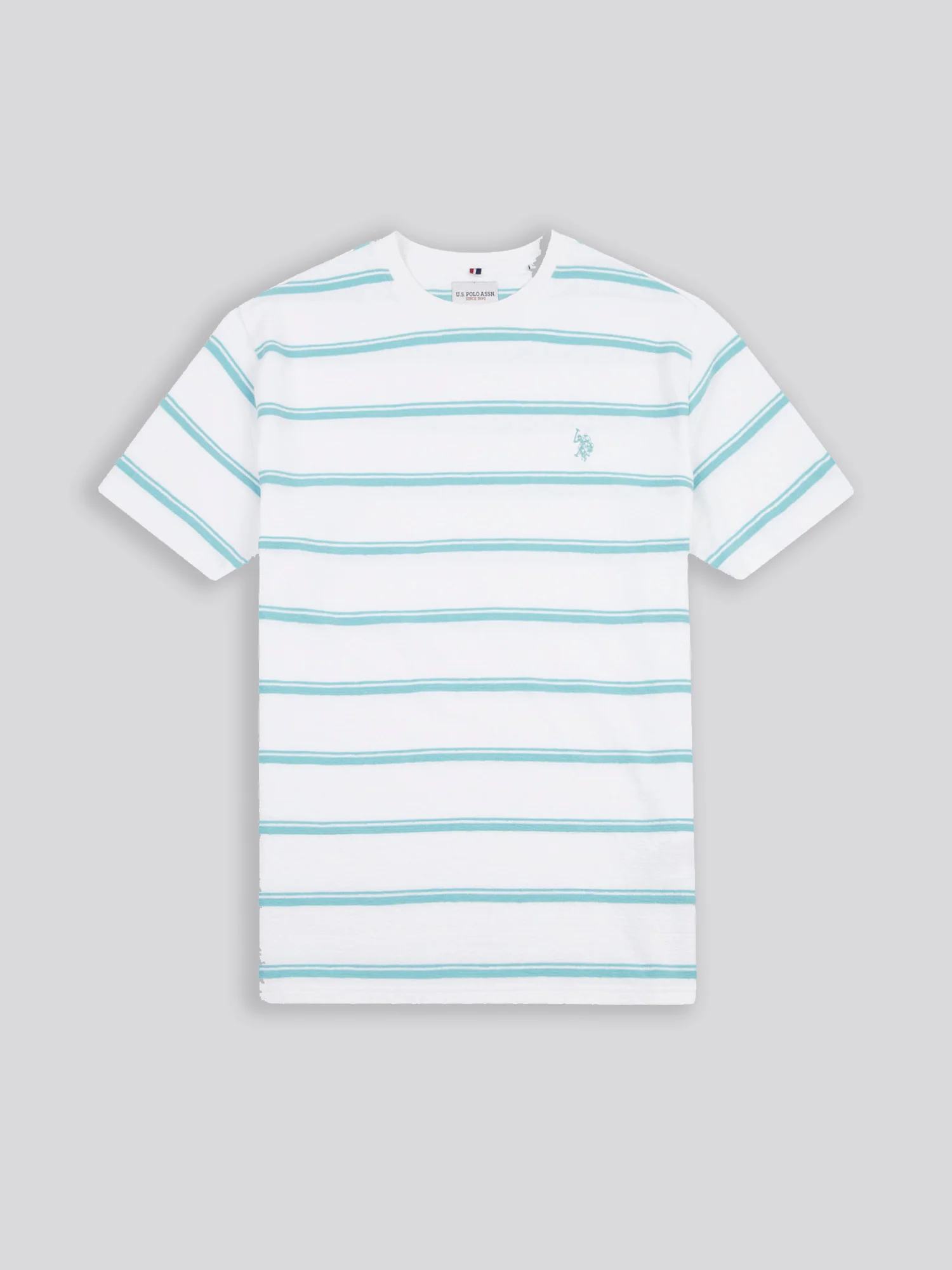 Mens Terry Stripe T-Shirt in Bright White - Image 5